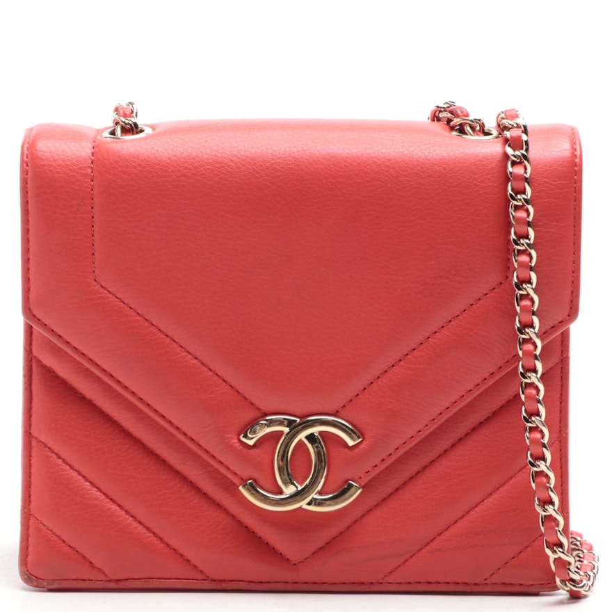 Chanel Small Envelope Flap Shoulder Bag in Quilted Lambskin Leather