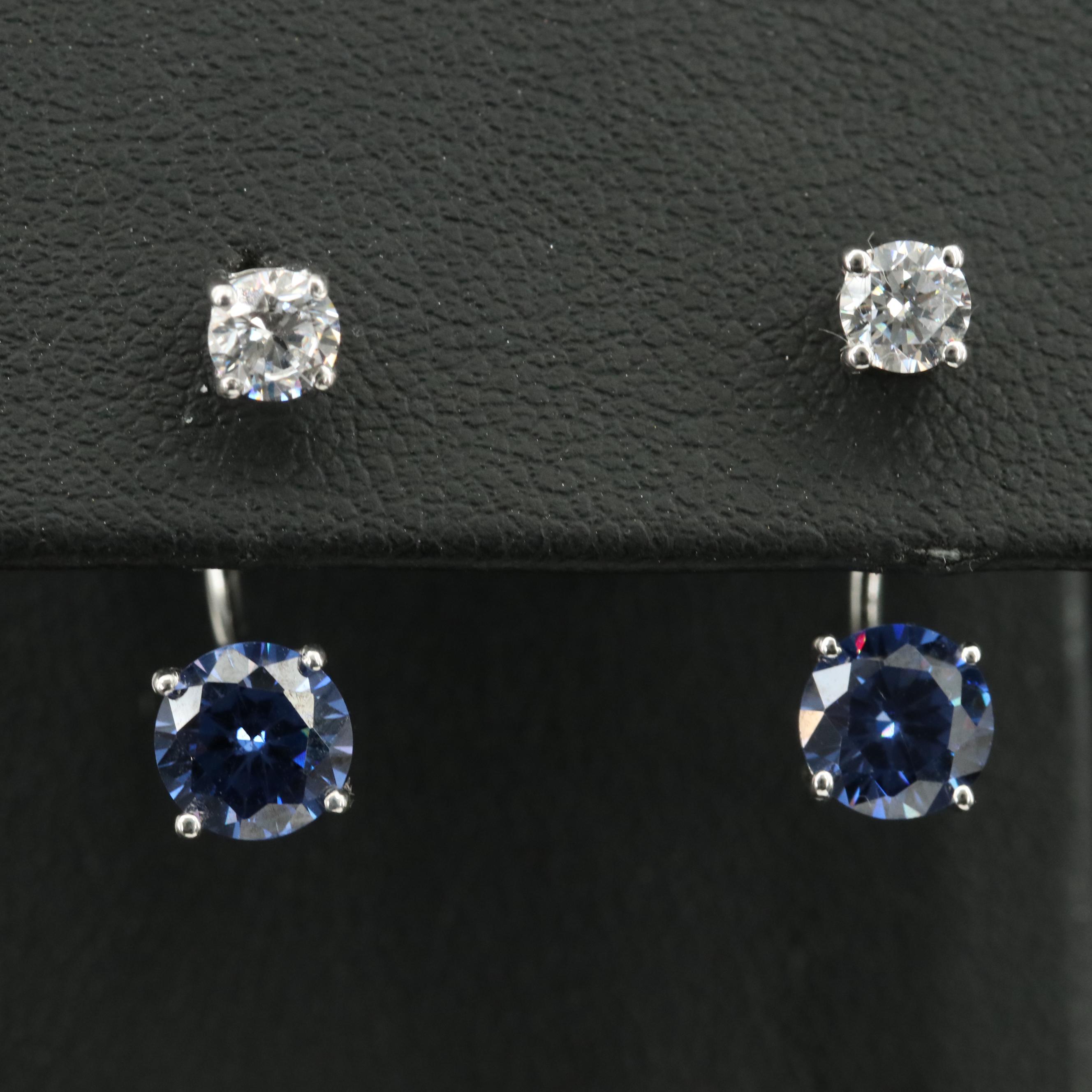 Sterling Cubic Zirconia Stud and Enhancer Earrings