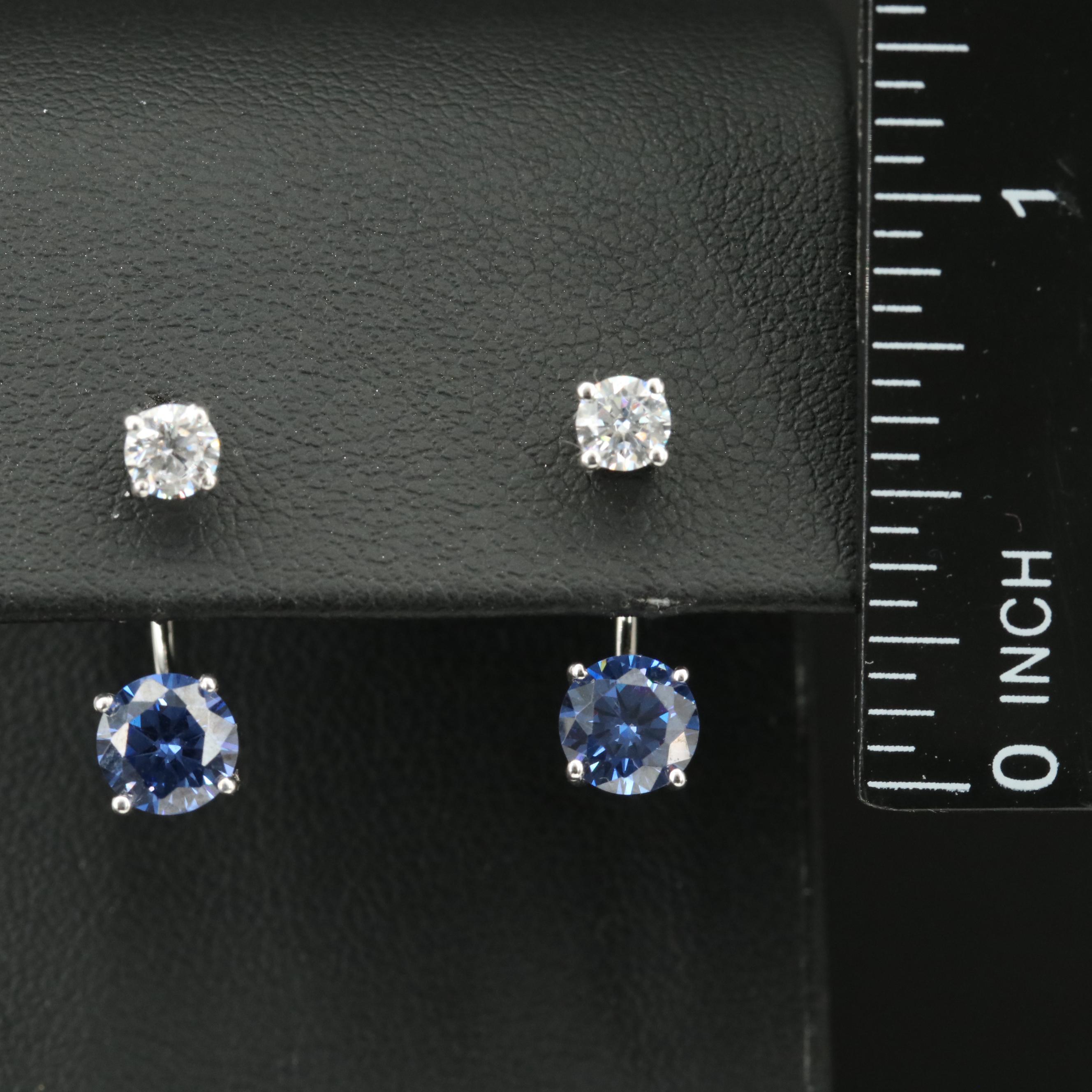Sterling Cubic Zirconia Stud and Enhancer Earrings