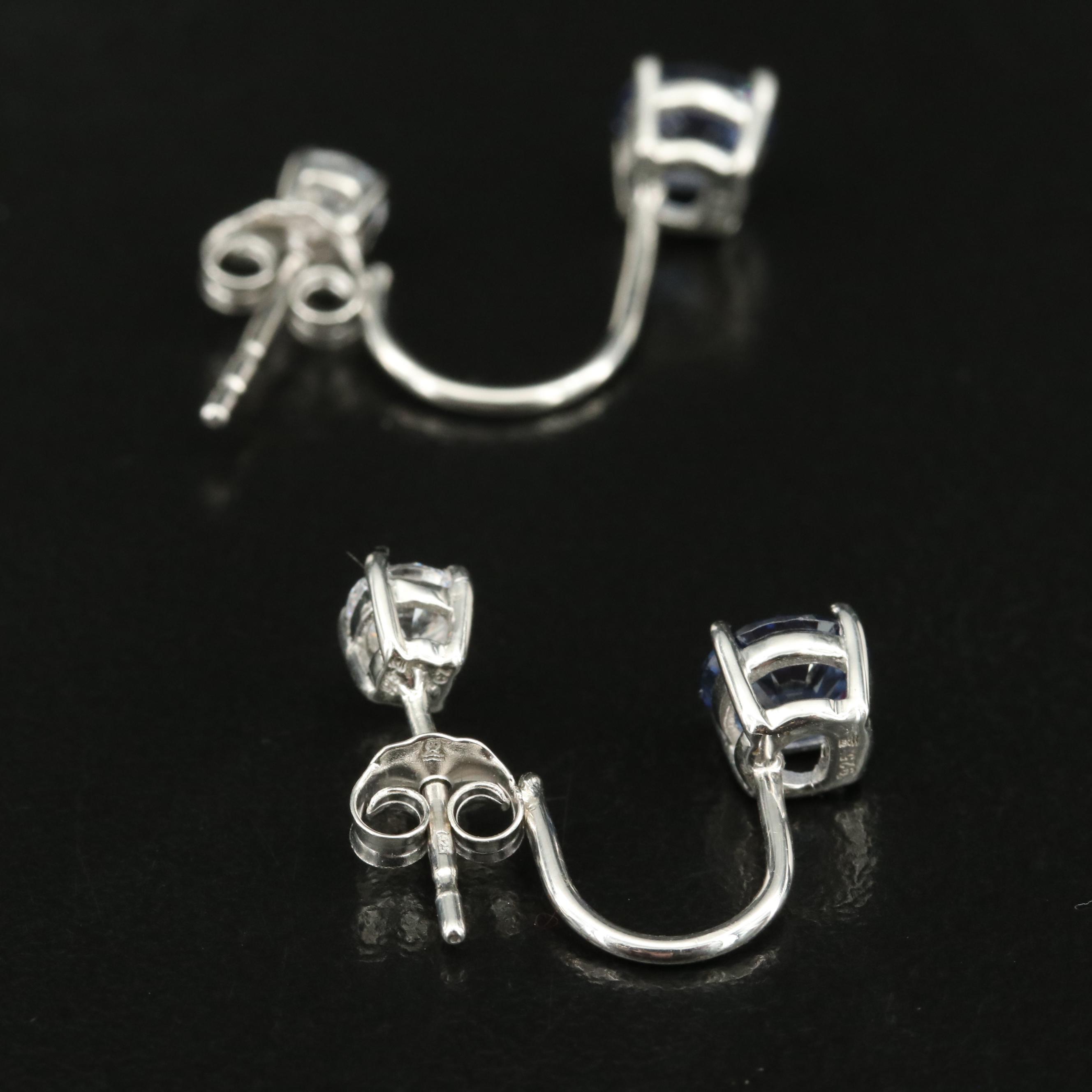 Sterling Cubic Zirconia Stud and Enhancer Earrings