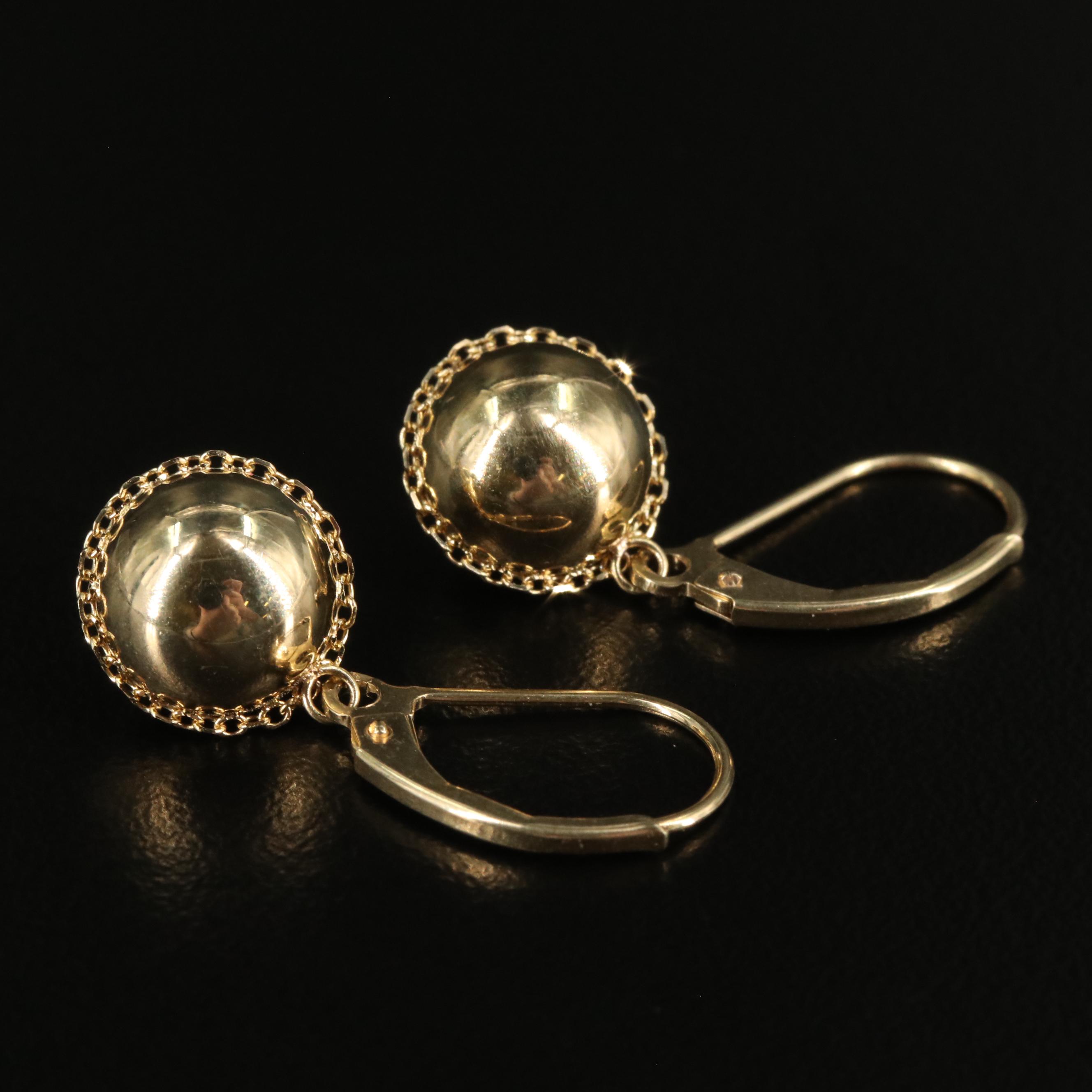 14K Drop Ball Earrings