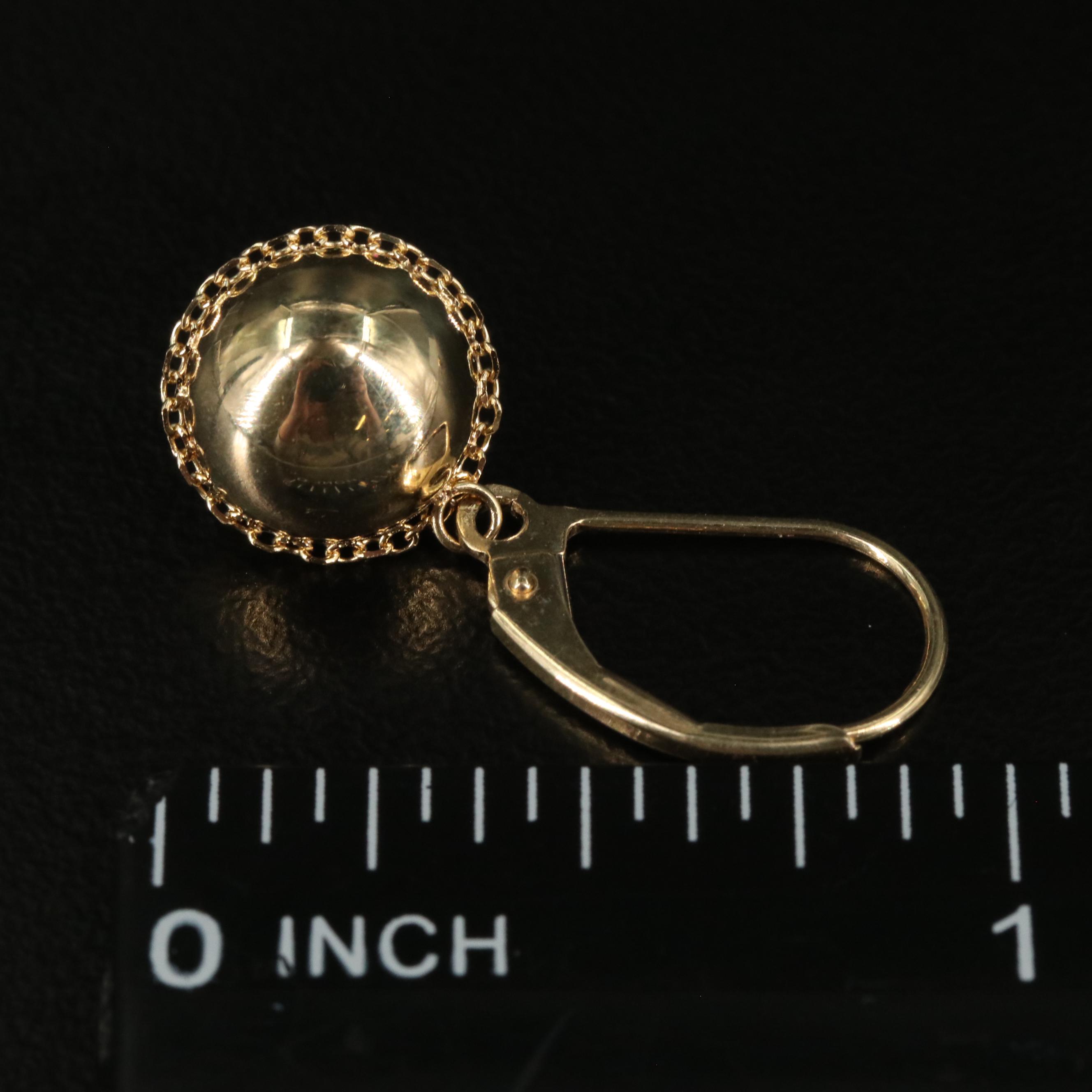 14K Drop Ball Earrings