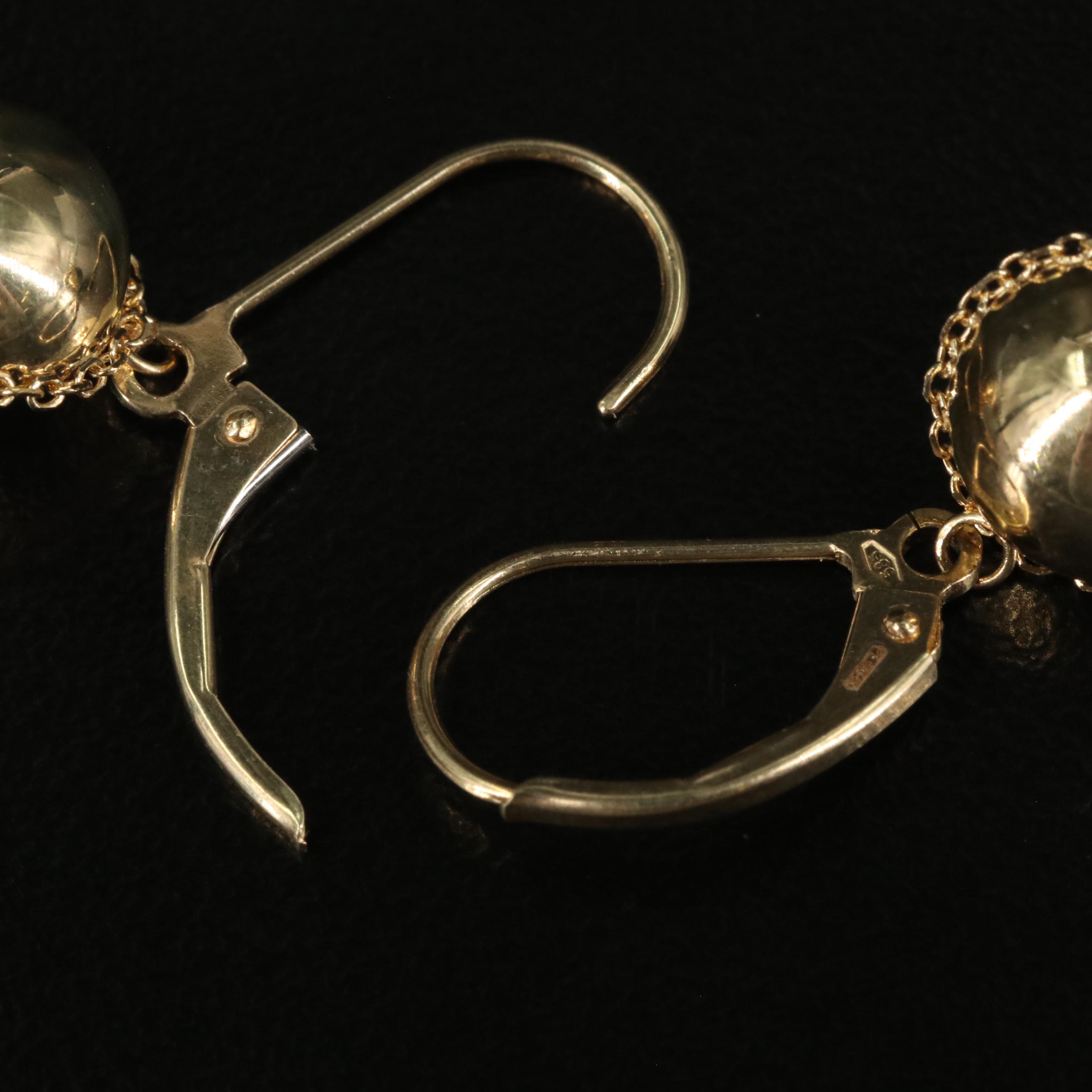 14K Drop Ball Earrings