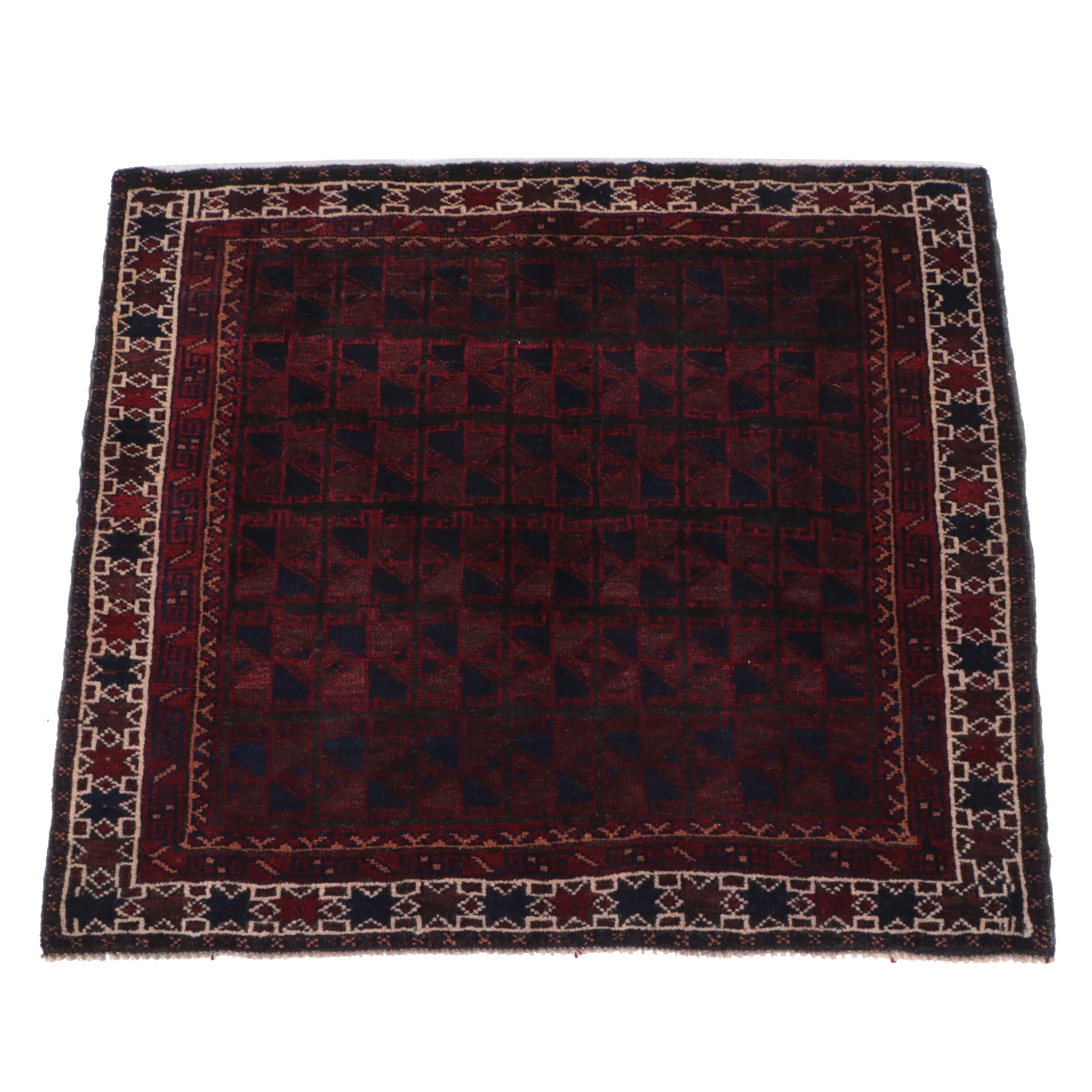 2'5 x 2'9 Hand-Knotted Afghan Baluch Accent Rug
