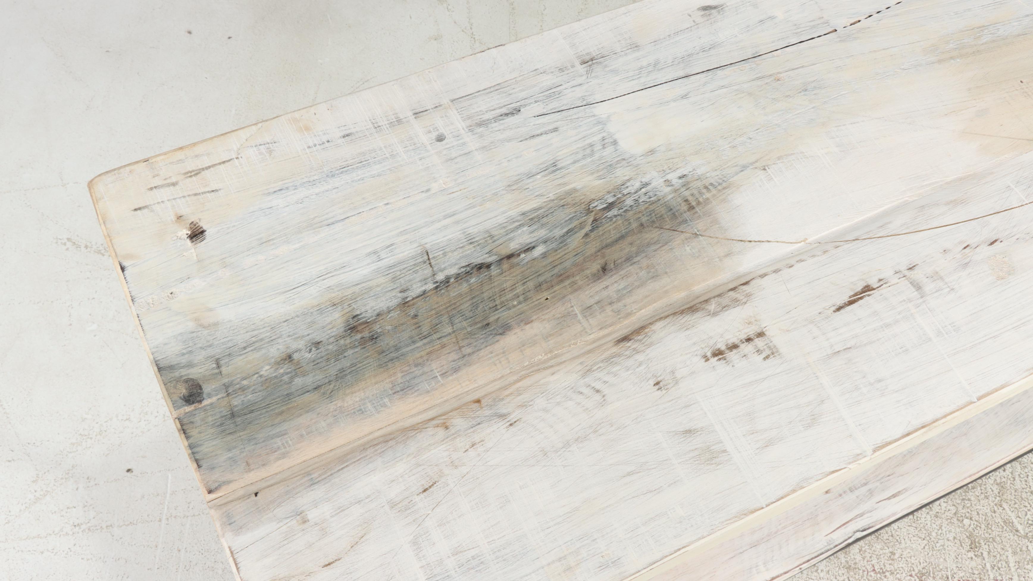 Salvaged Painted Pine and Iron Console Table