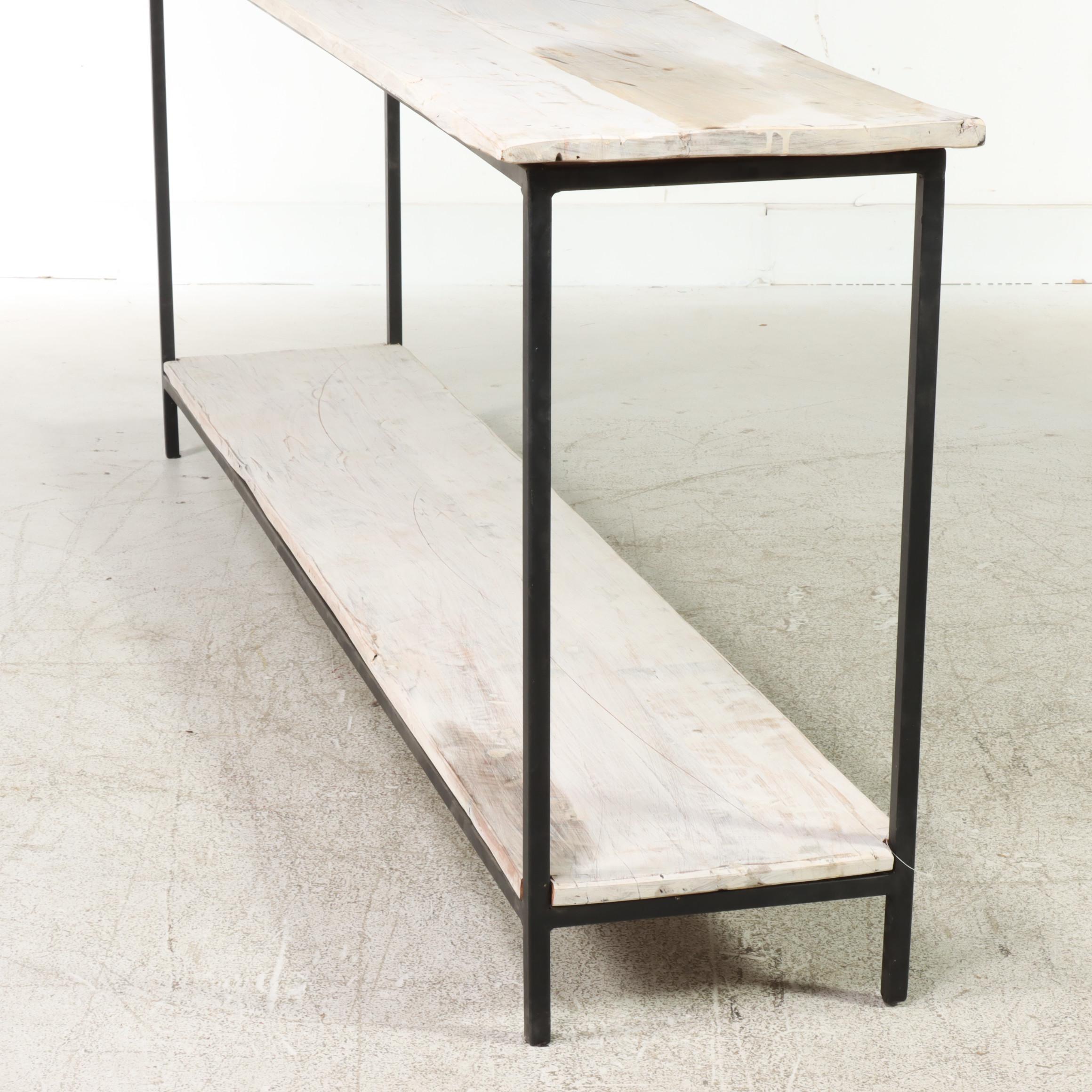 Salvaged Painted Pine and Iron Console Table