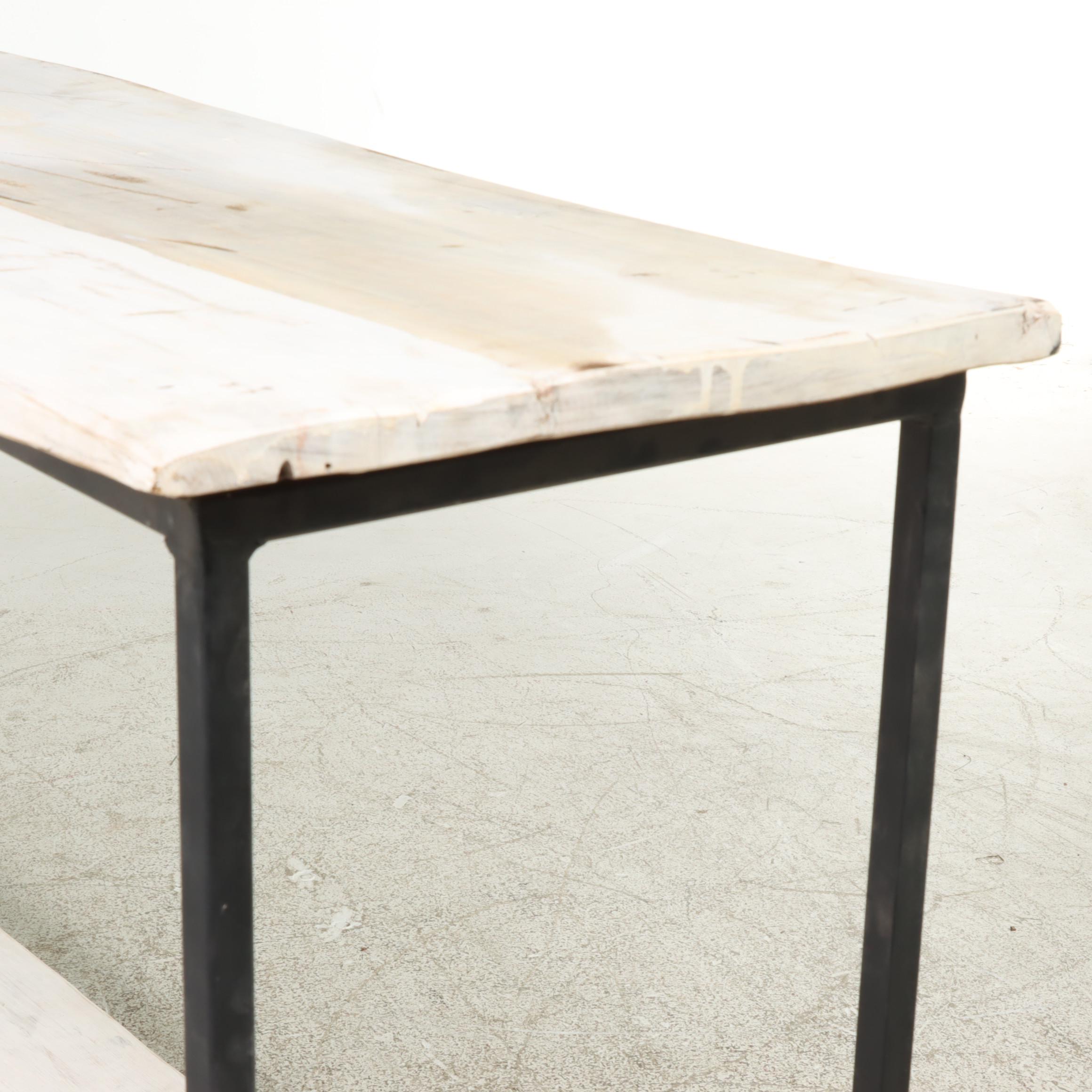 Salvaged Painted Pine and Iron Console Table