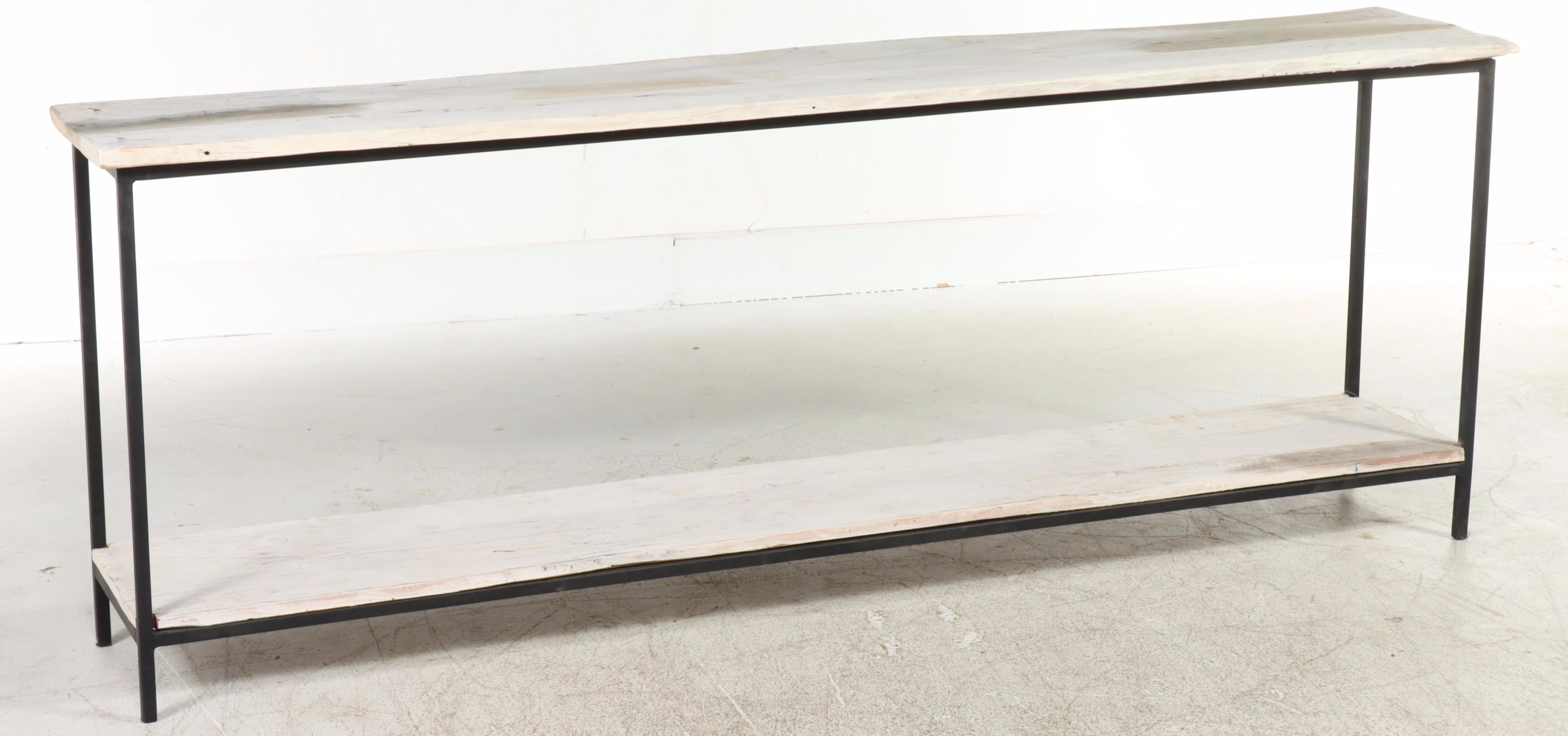 Salvaged Painted Pine and Iron Console Table