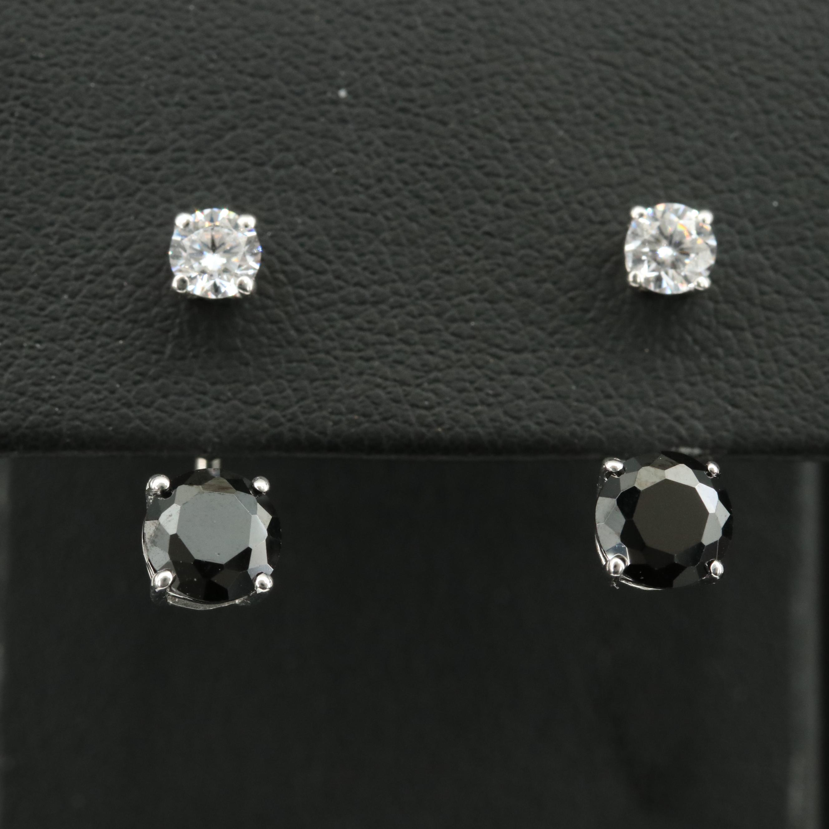 Sterling Cubic Zirconia Stud and Enhancer Earrings
