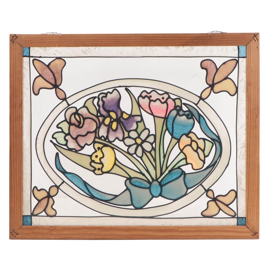 Floral Bouquet Stained Glass Hanging Pane