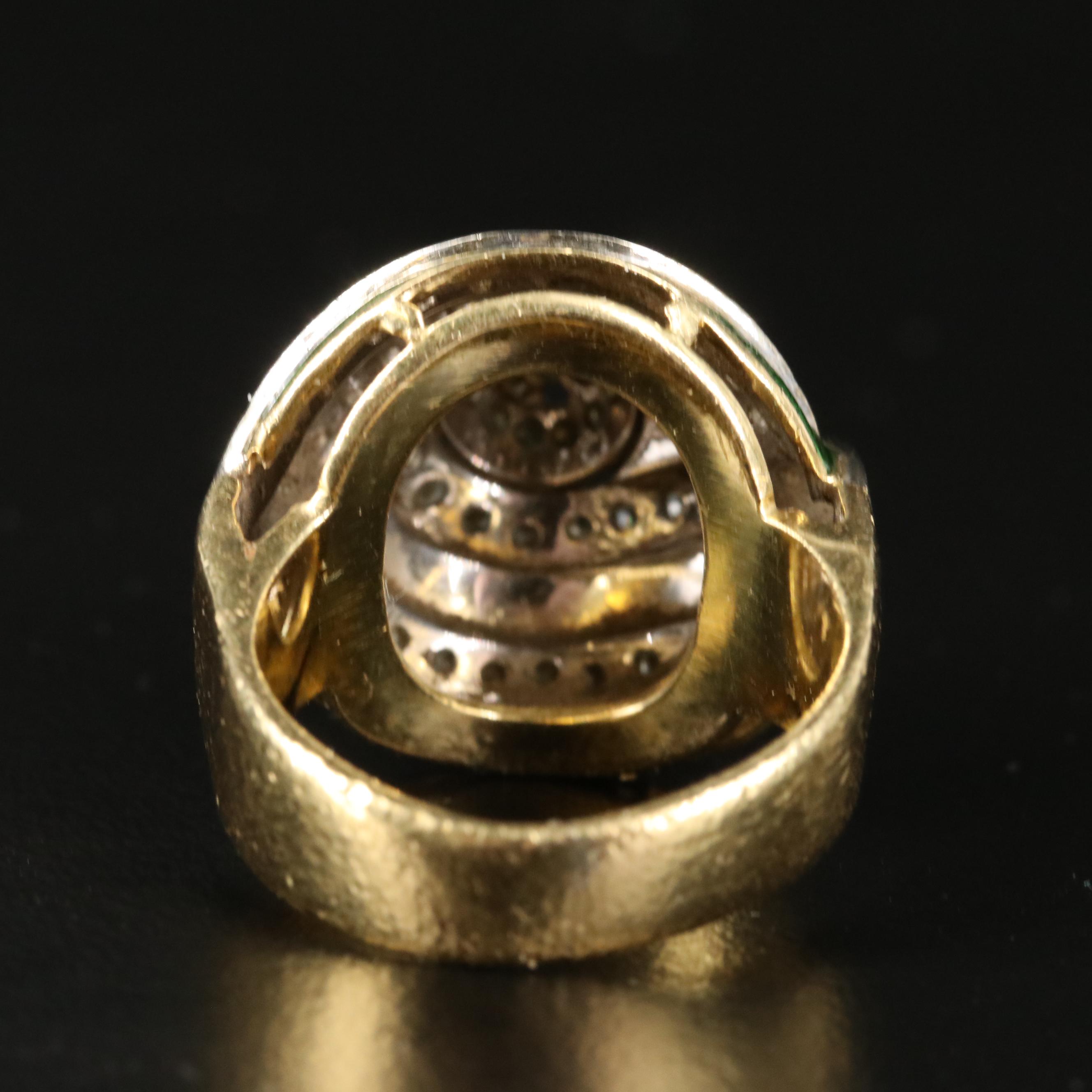 18K 0.74 CT Diamond and Enamel Ring