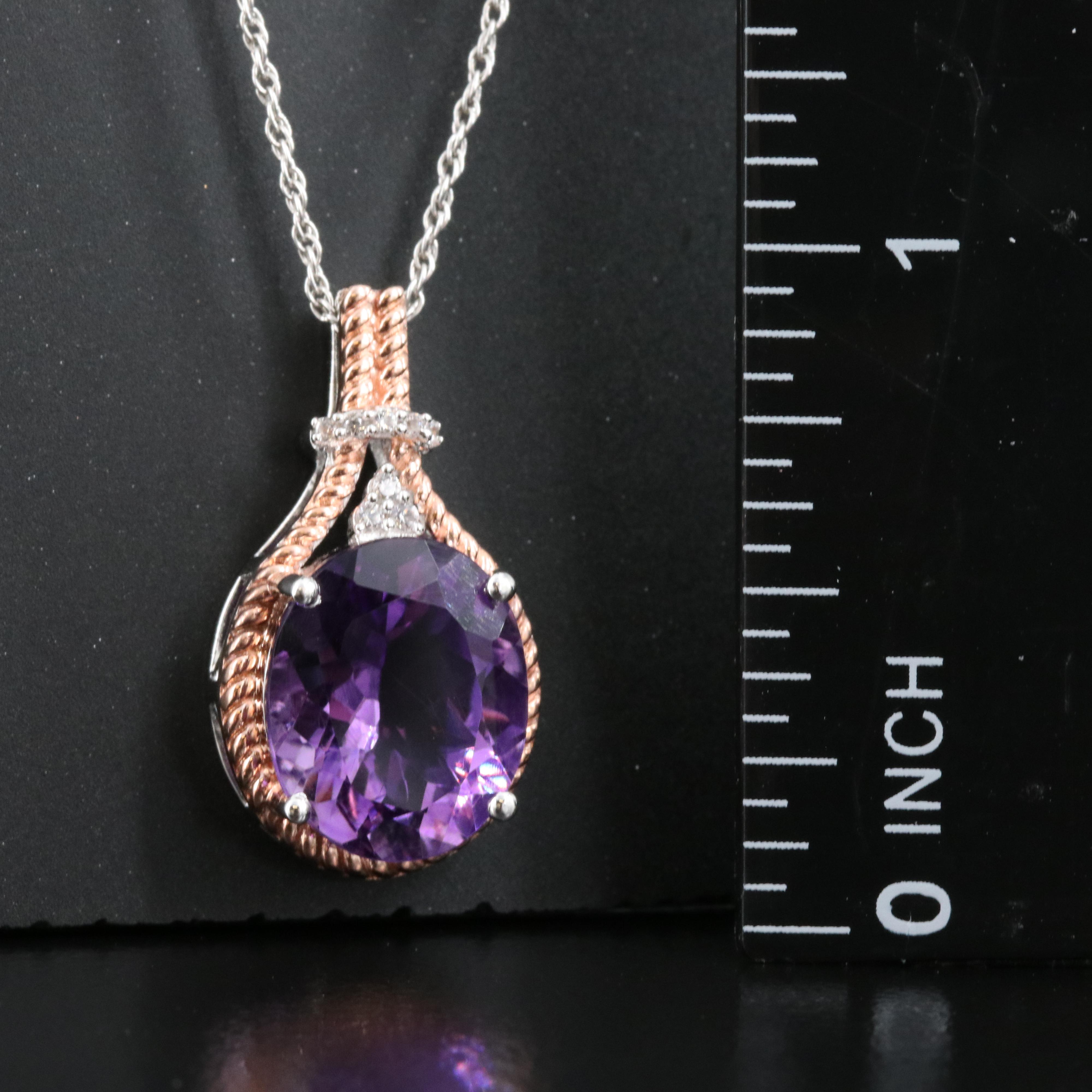 Sterling Amethyst and Sapphire Pendant Necklace
