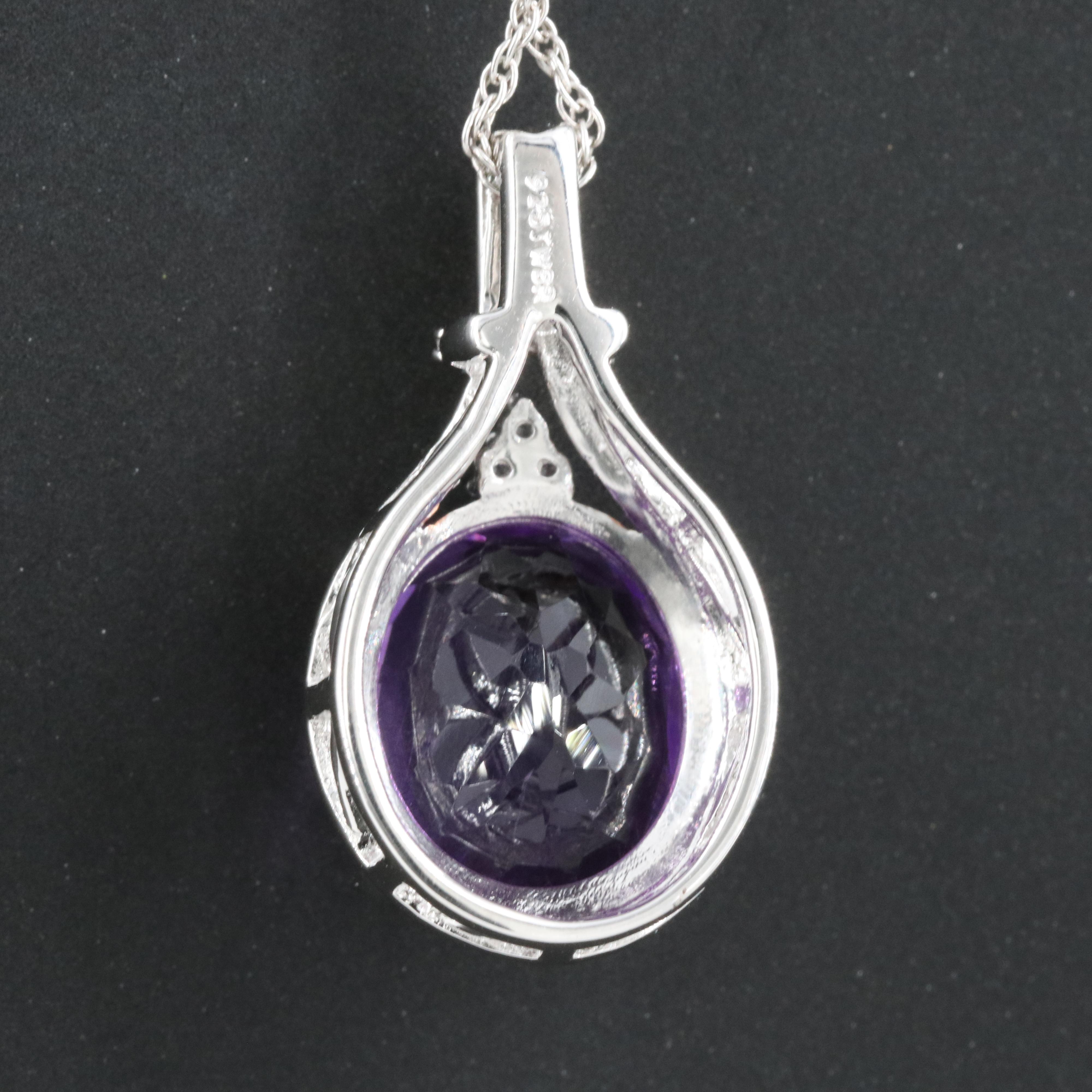 Sterling Amethyst and Sapphire Pendant Necklace
