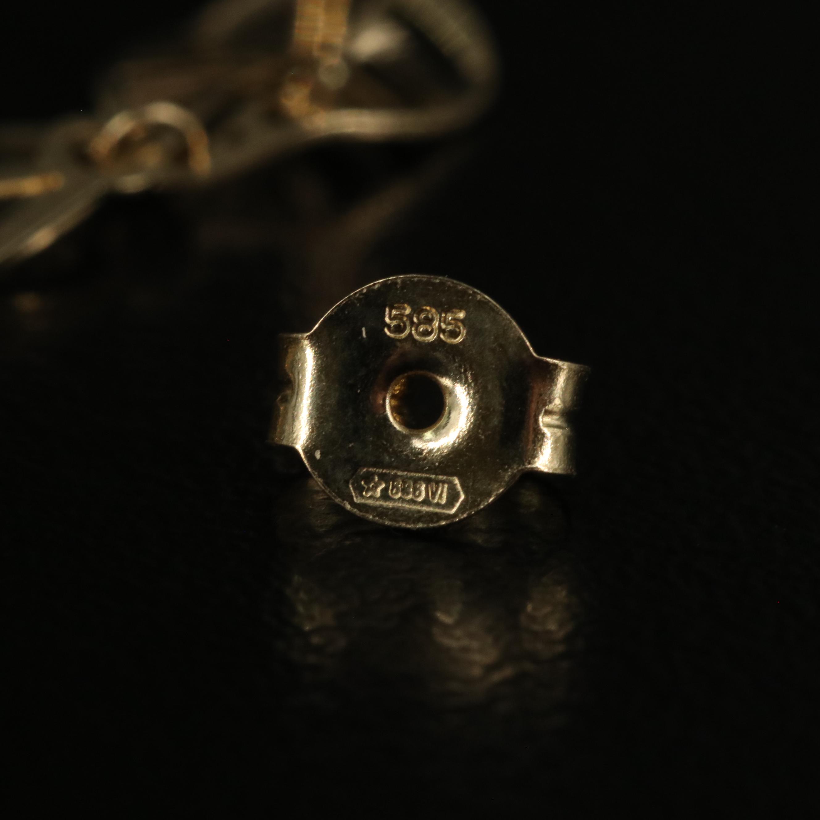 14K Dangling Leaves Earrings