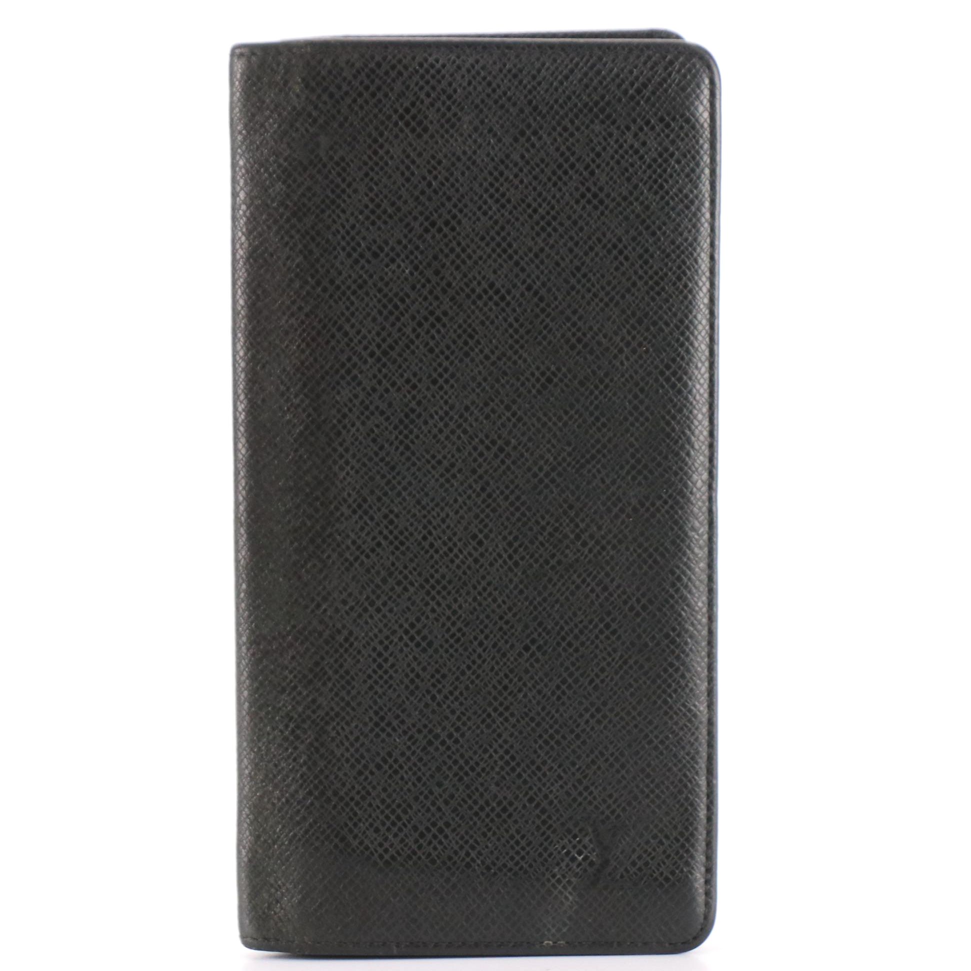 Louis Vuitton Brazza Wallet in Black Taïga Leather