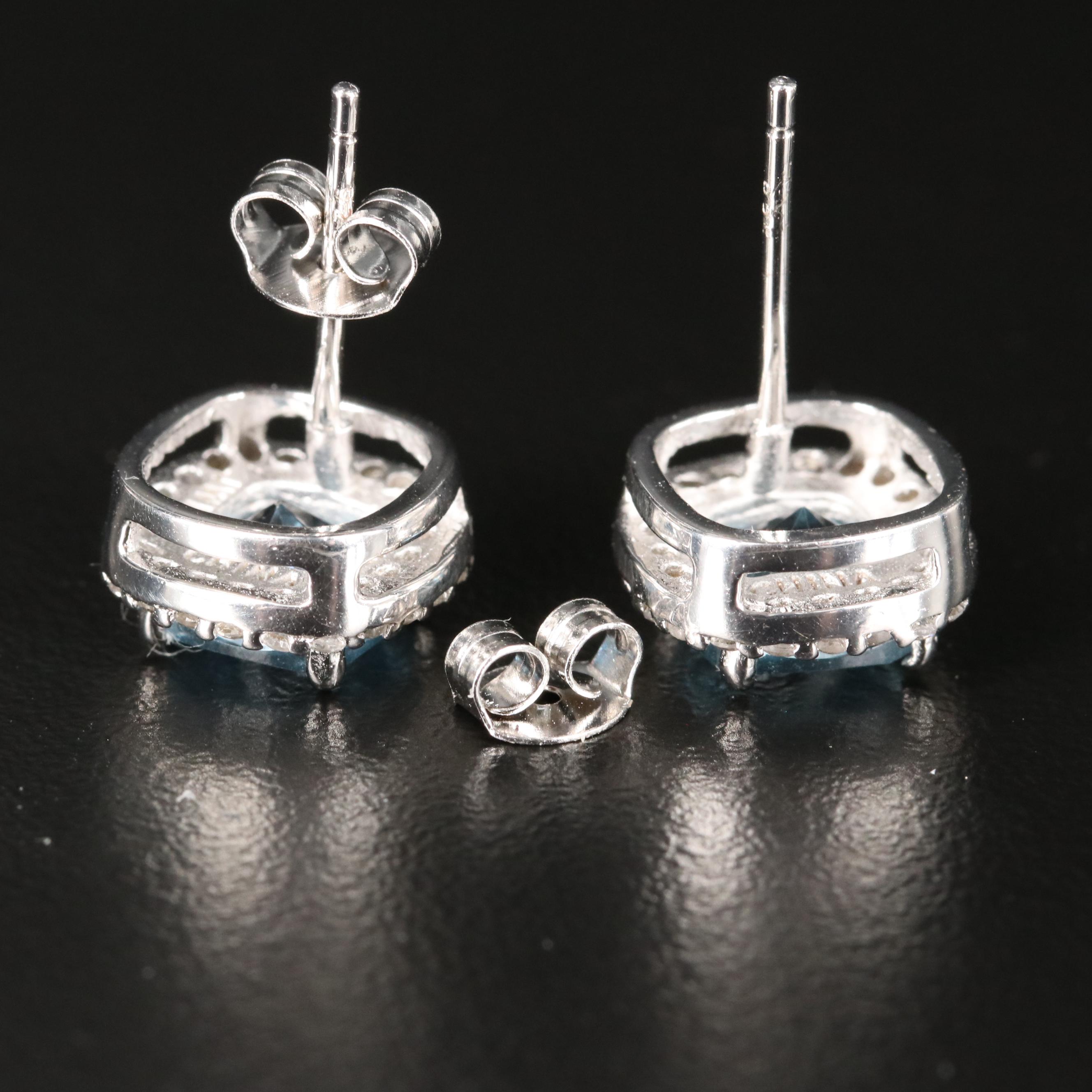 Sterling Spinel and Sapphire Stud Earrings