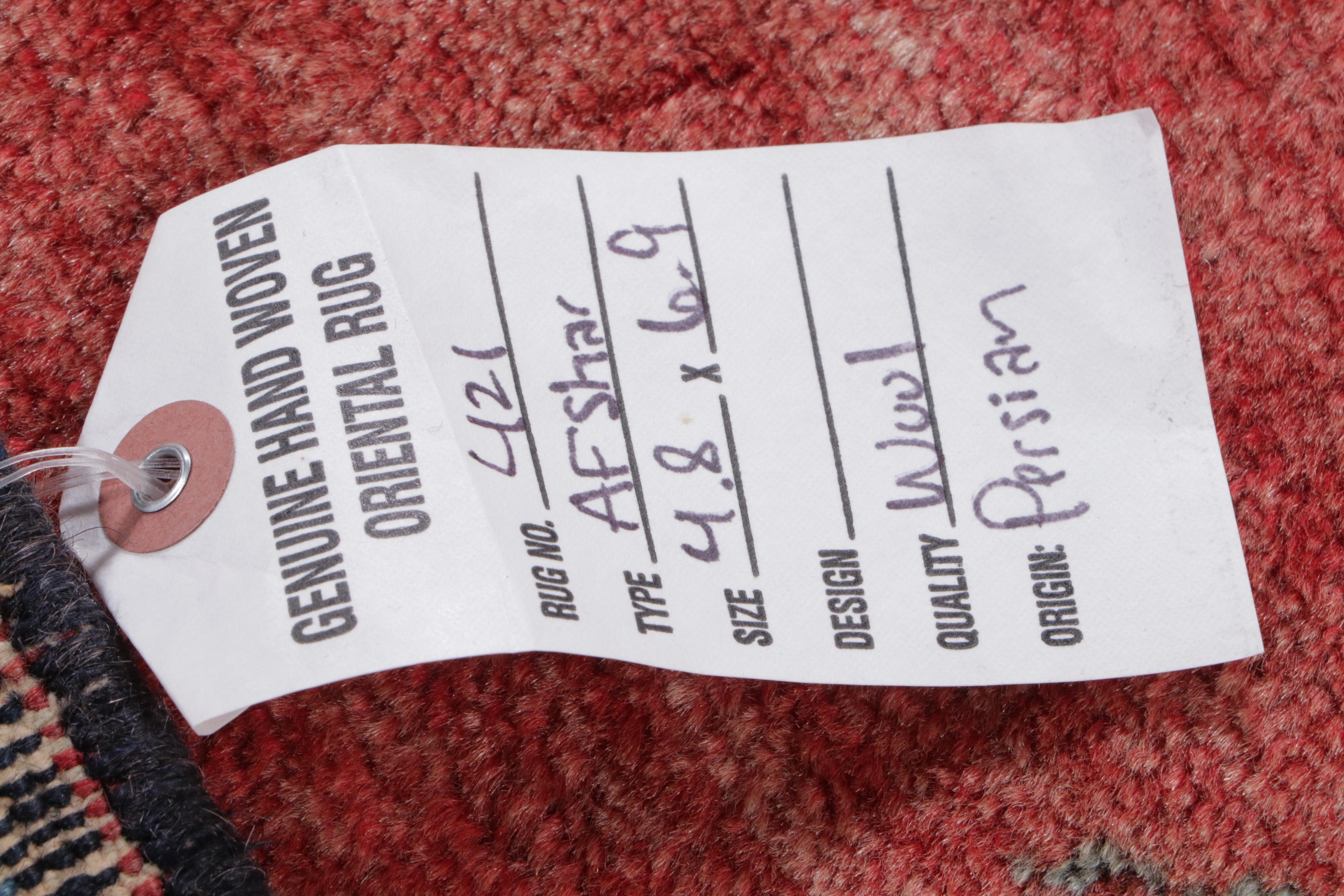 4'8 x 6'9 Hand-Knotted Persian Afshar Area Rug