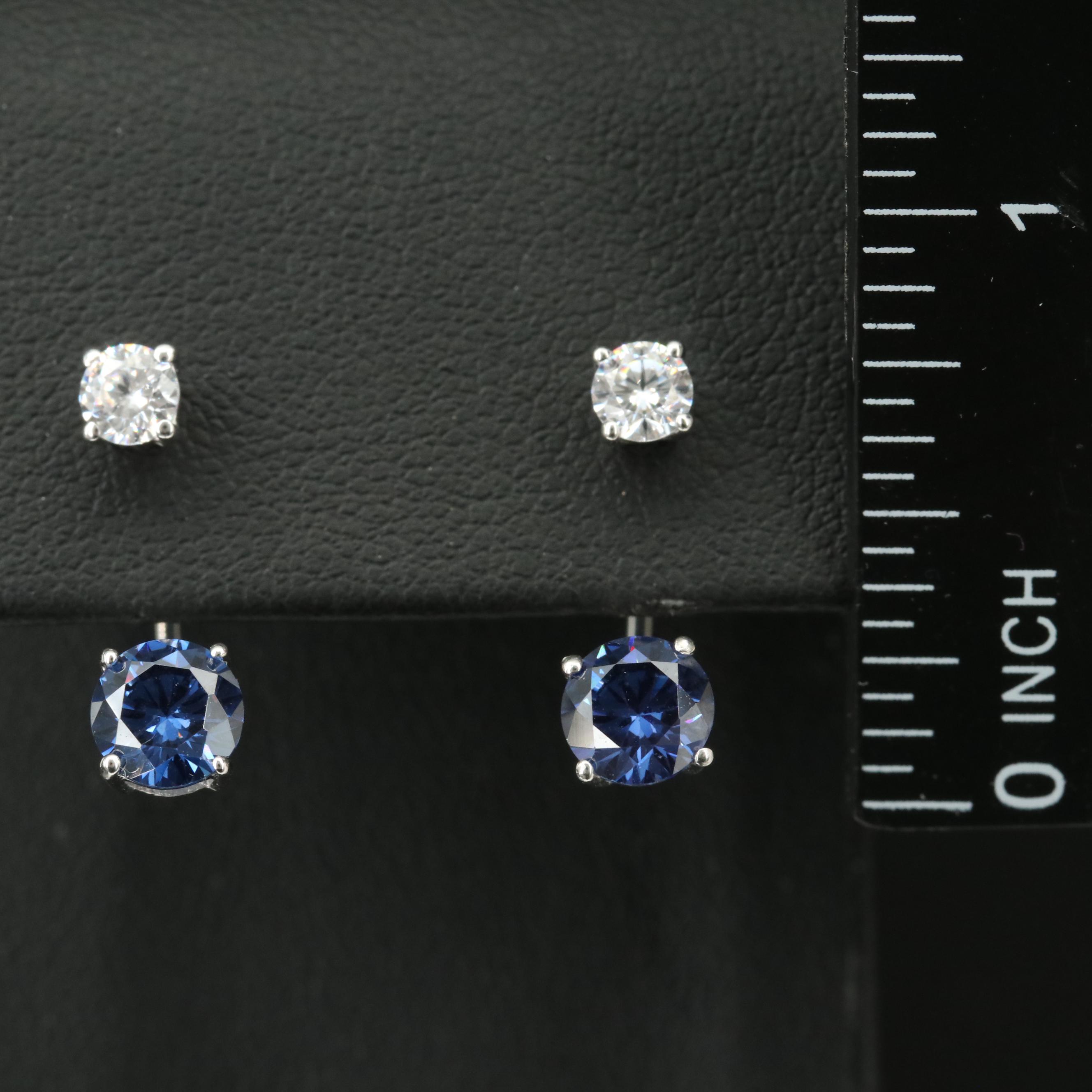 Sterling Cubic Zirconia Stud and Enhancer Earrings