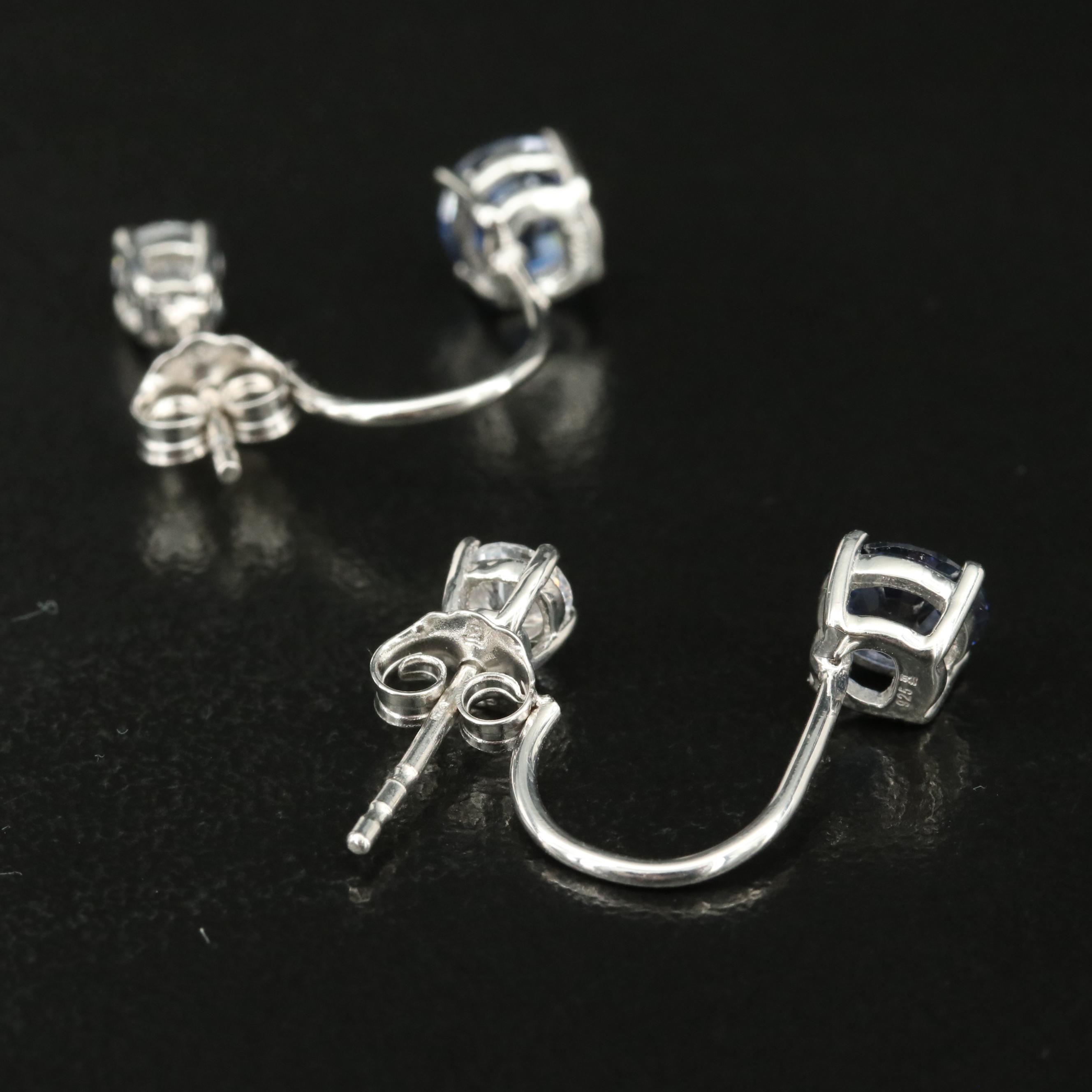 Sterling Cubic Zirconia Stud and Enhancer Earrings