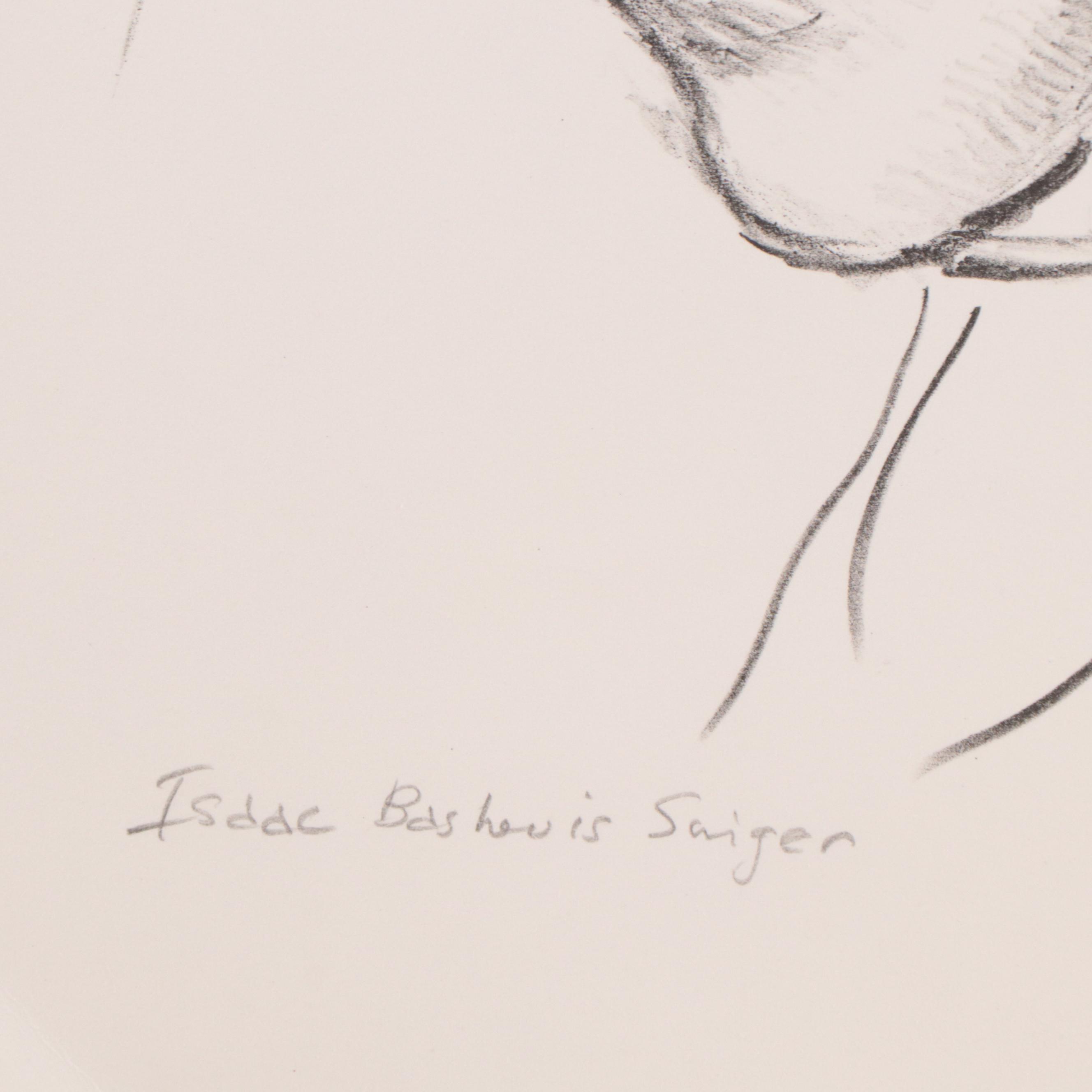 Sidney Chafetz Portrait Lithograph "Isaac Bashevis Singer," 1981