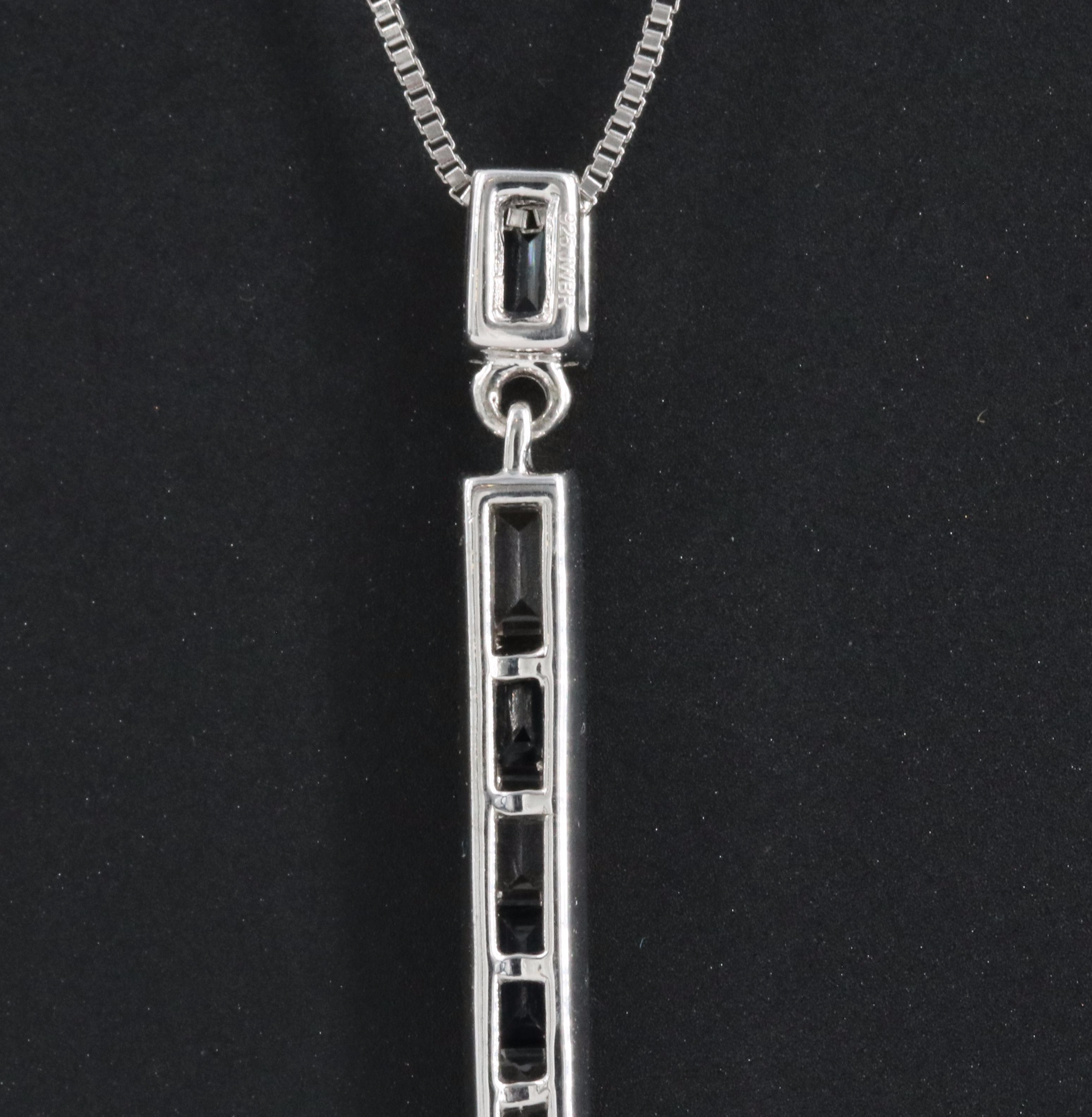 Sterling Blue and White Sapphire Pendant Necklace