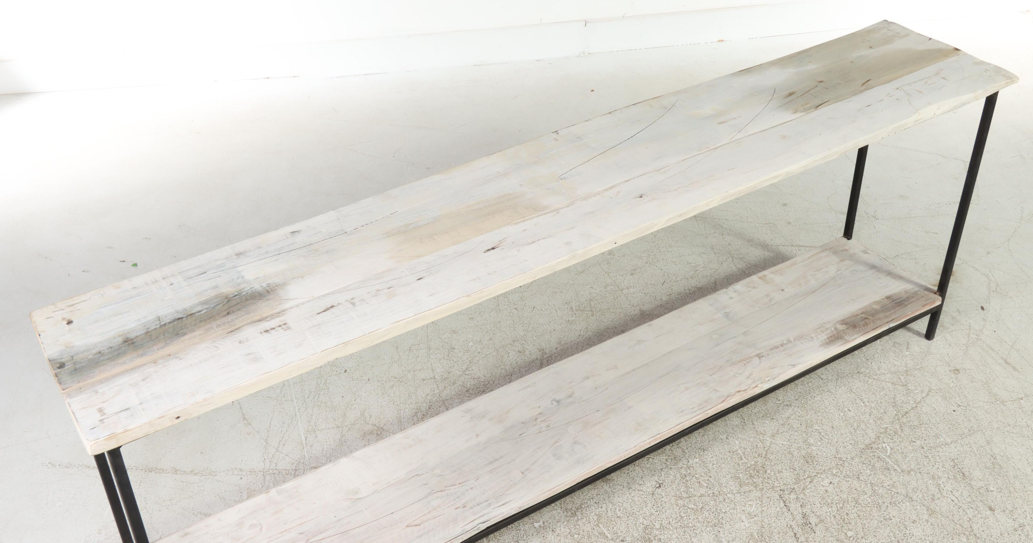 Salvaged Painted Pine and Iron Console Table