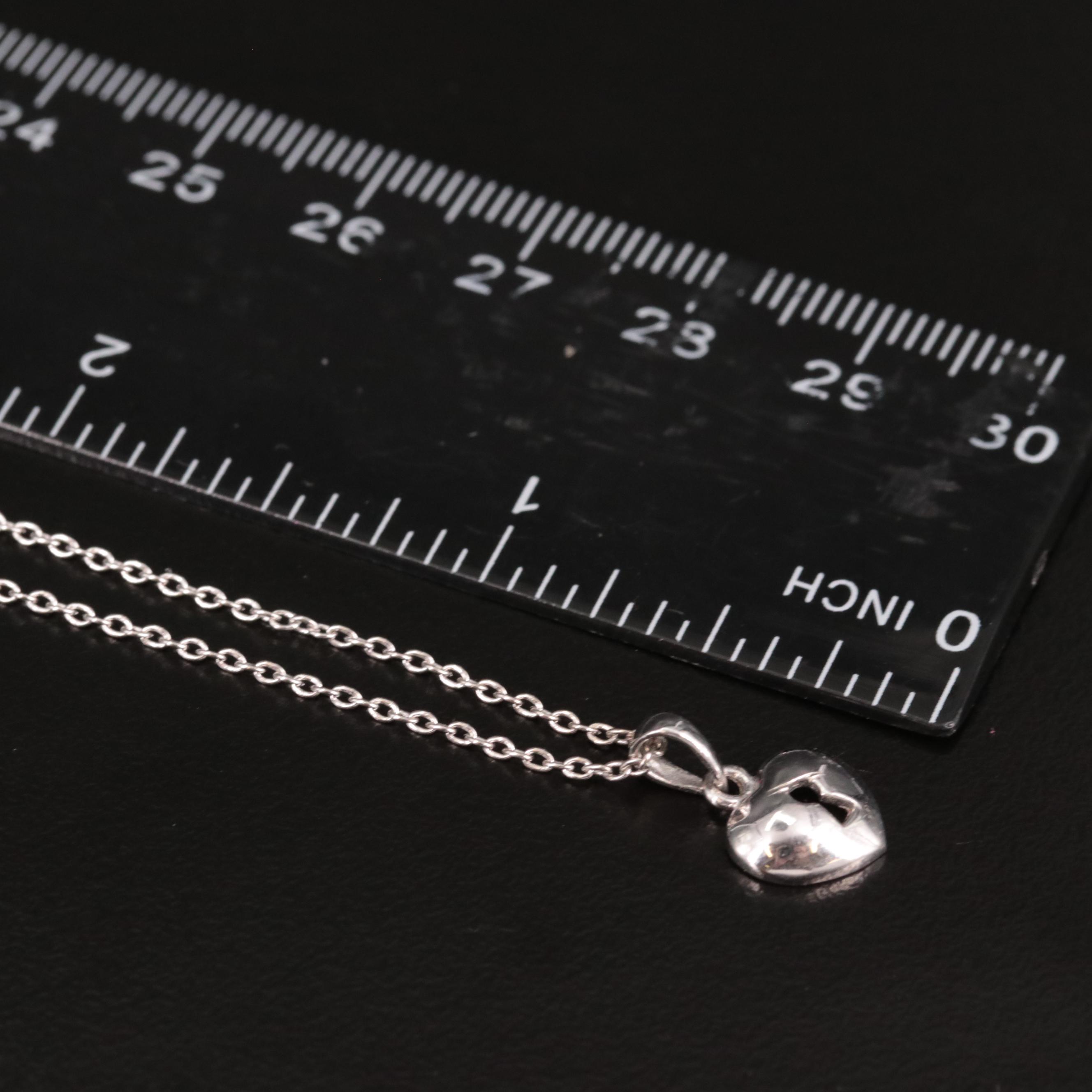 Sterling Heart with Keyhole Pendant Necklace