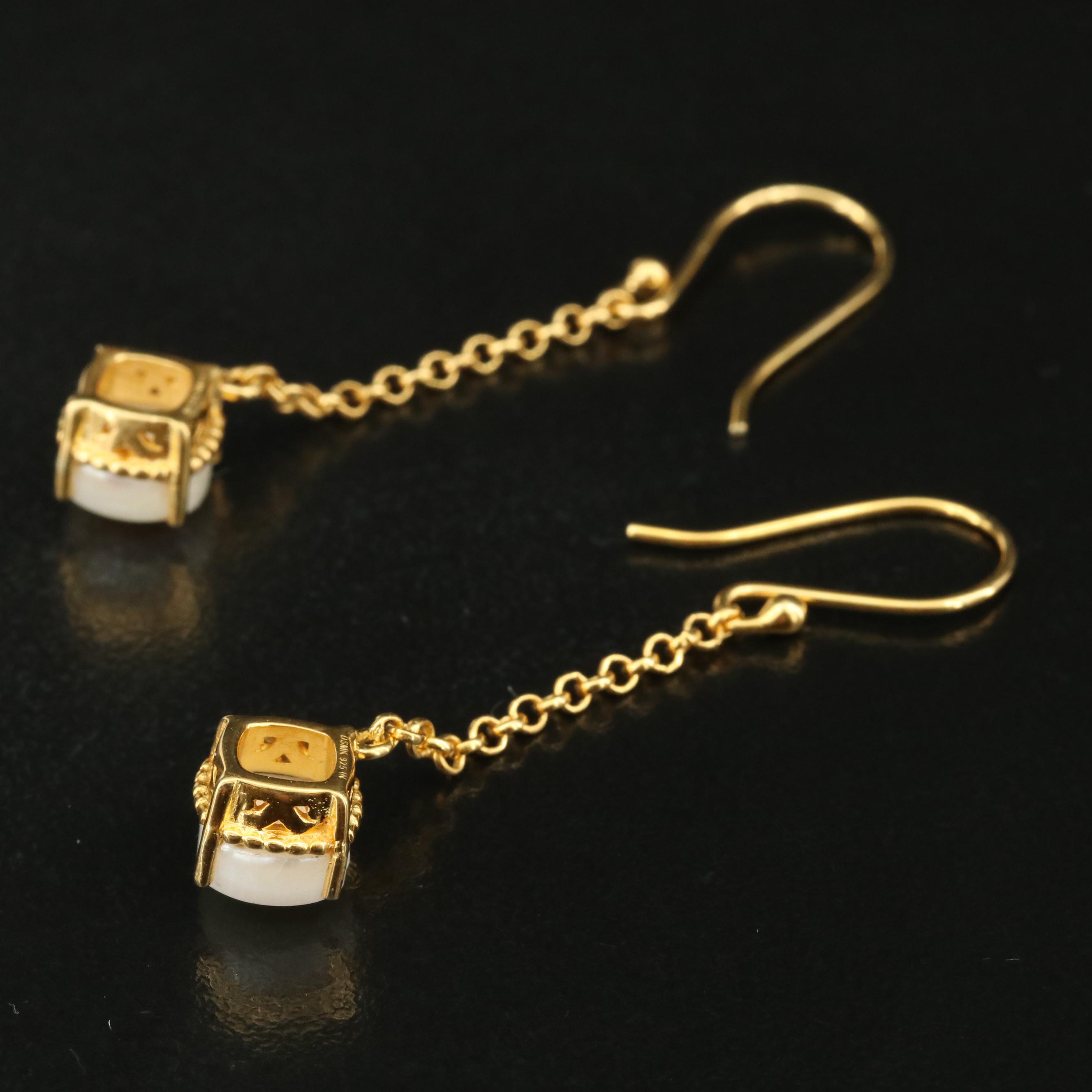 Sterling Mother-of-Pearl Drop Earrings