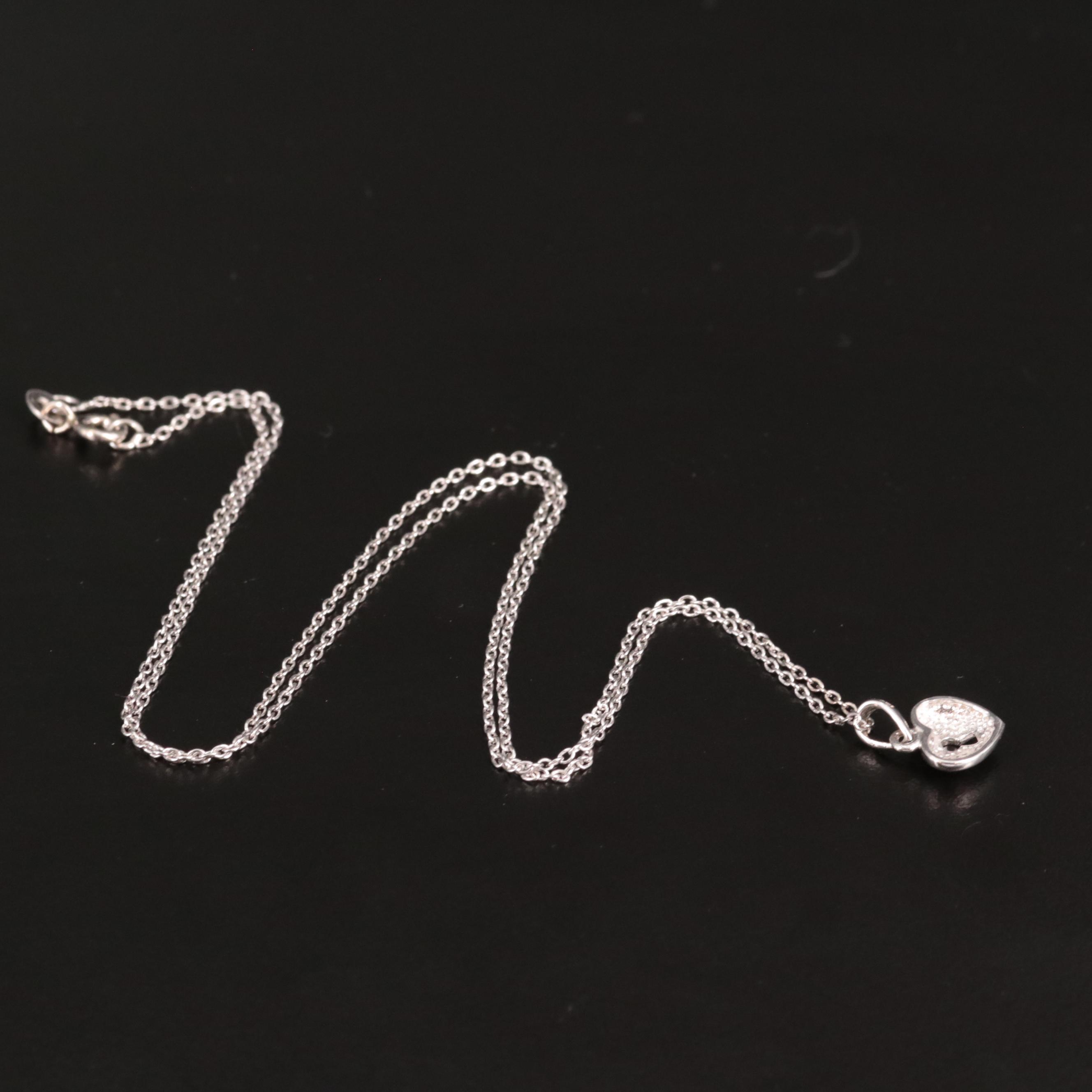 Sterling Heart with Keyhole Pendant Necklace