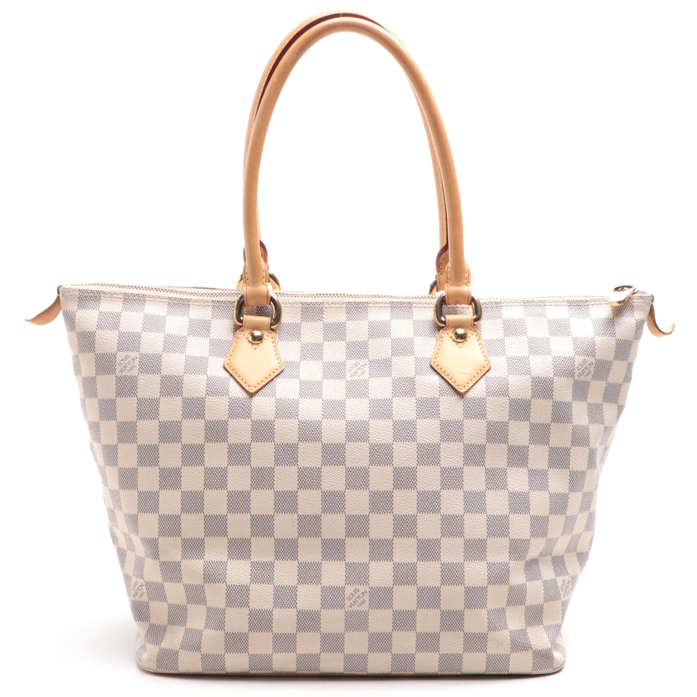 Louis Vuitton Saleya MM in Damier Azur Canvas and Vachetta Leather