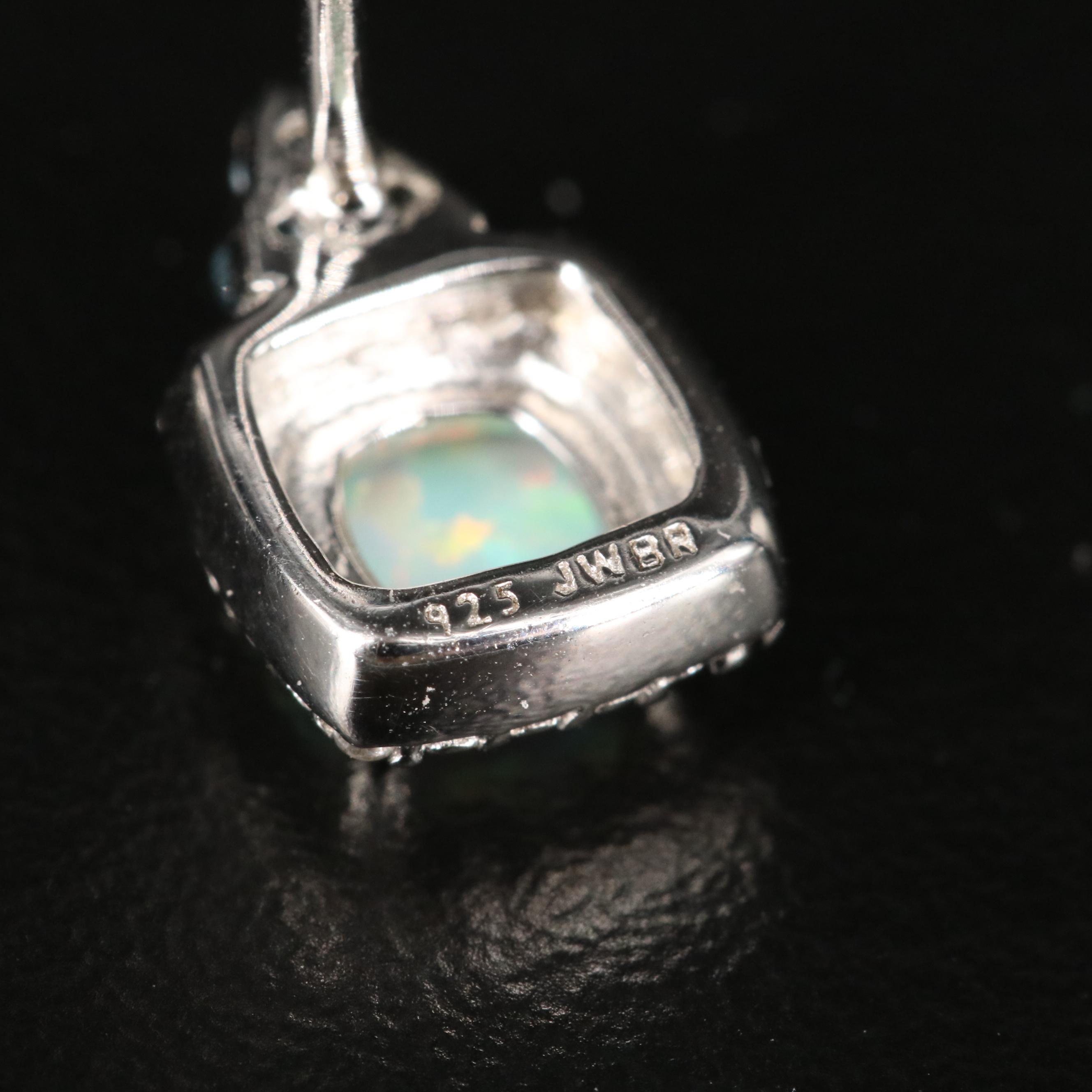 Sterling Opal, Topaz and Sapphire Earrings