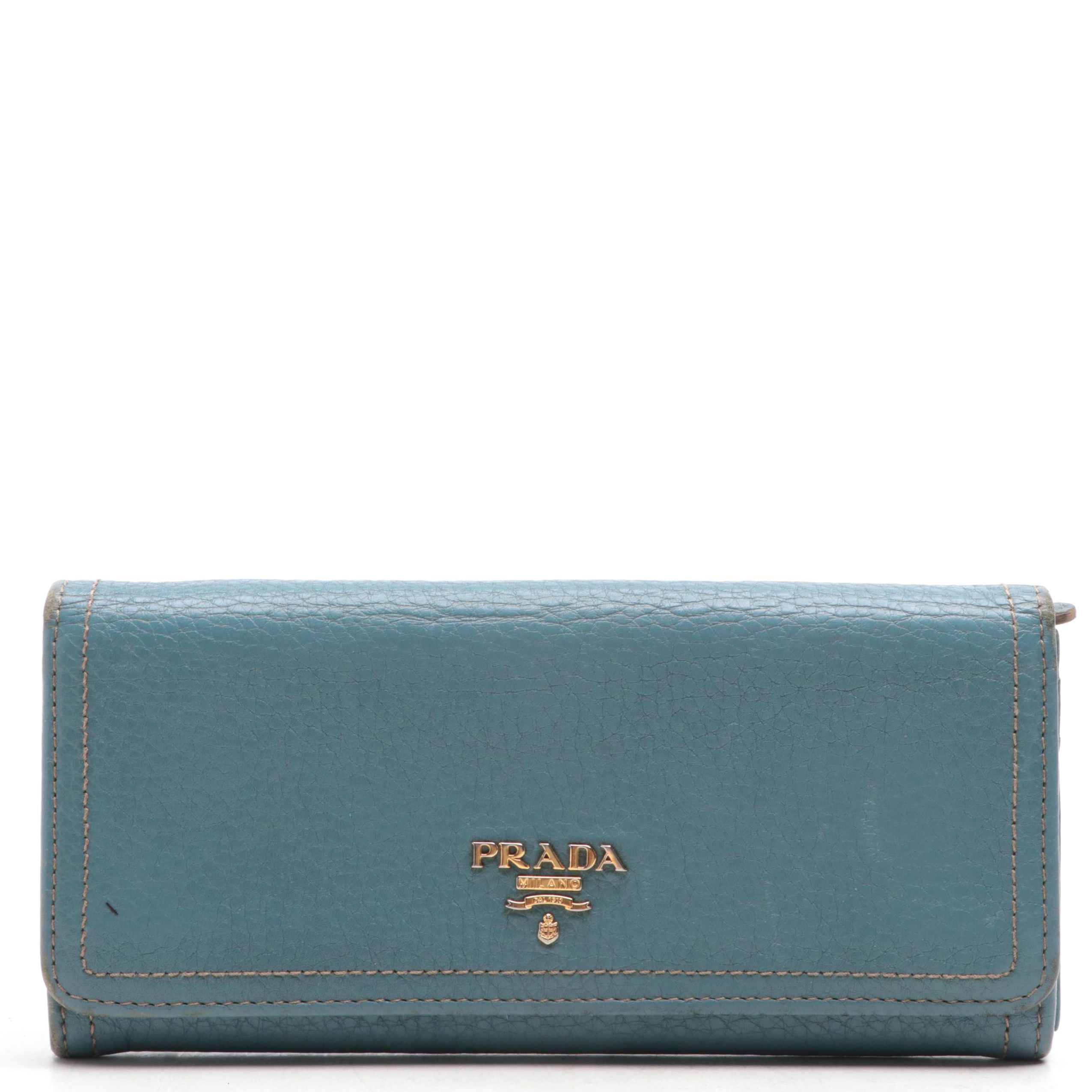 Prada Continental Wallet in Vitello Daino Leather