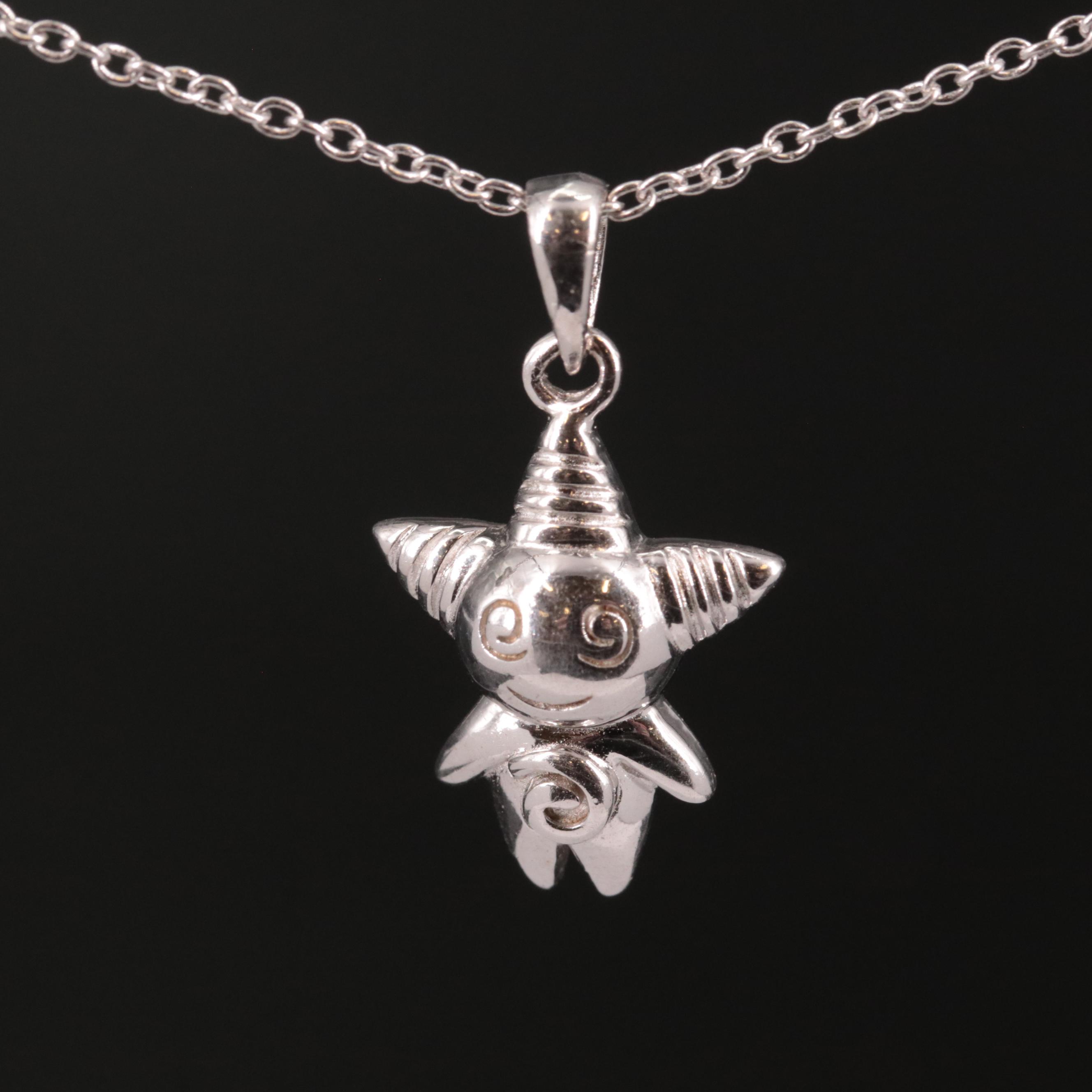 Sterling Clown Pendant Necklace