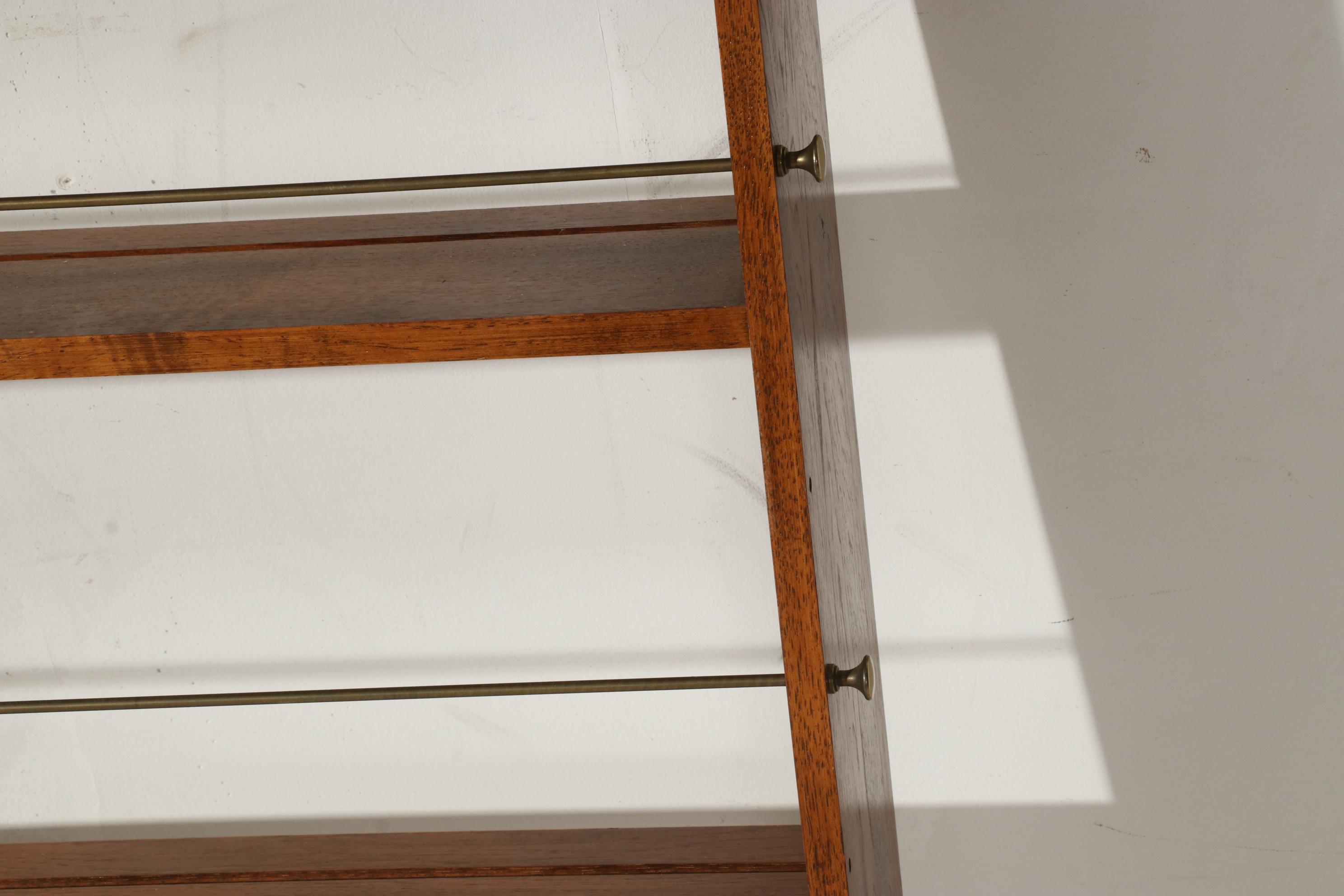 Oak and Brass Wall-Mount Plate Rack