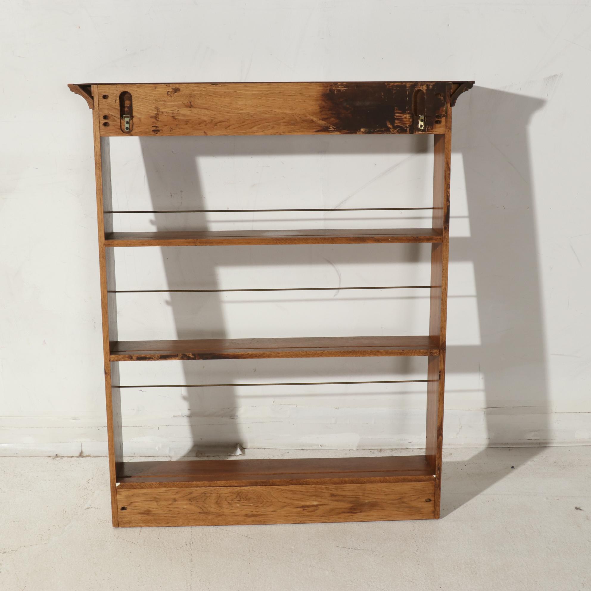 Oak and Brass Wall-Mount Plate Rack