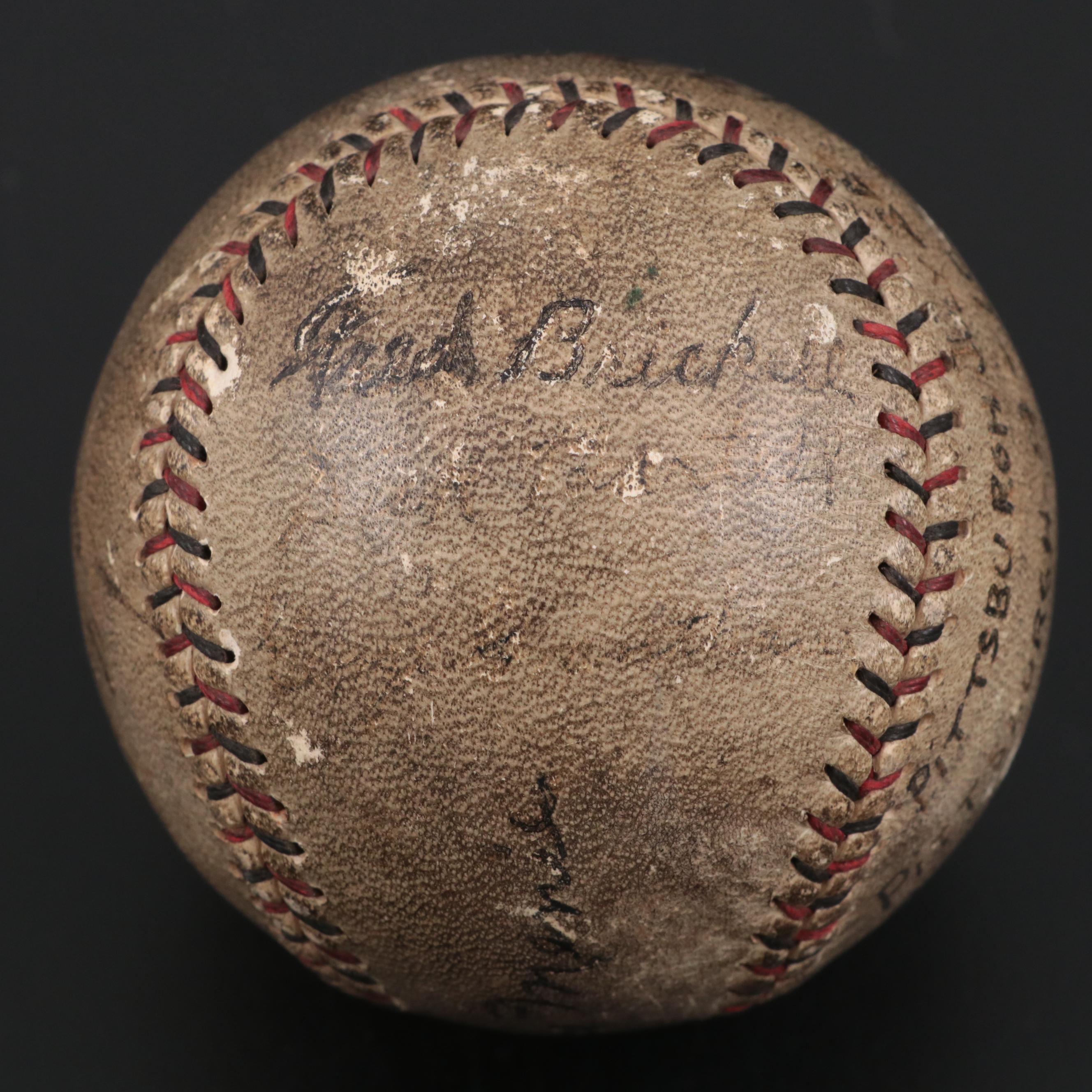Pie Traynor, Fred Brickell and More 1929 Pittsburgh Pirates Signed Baseball