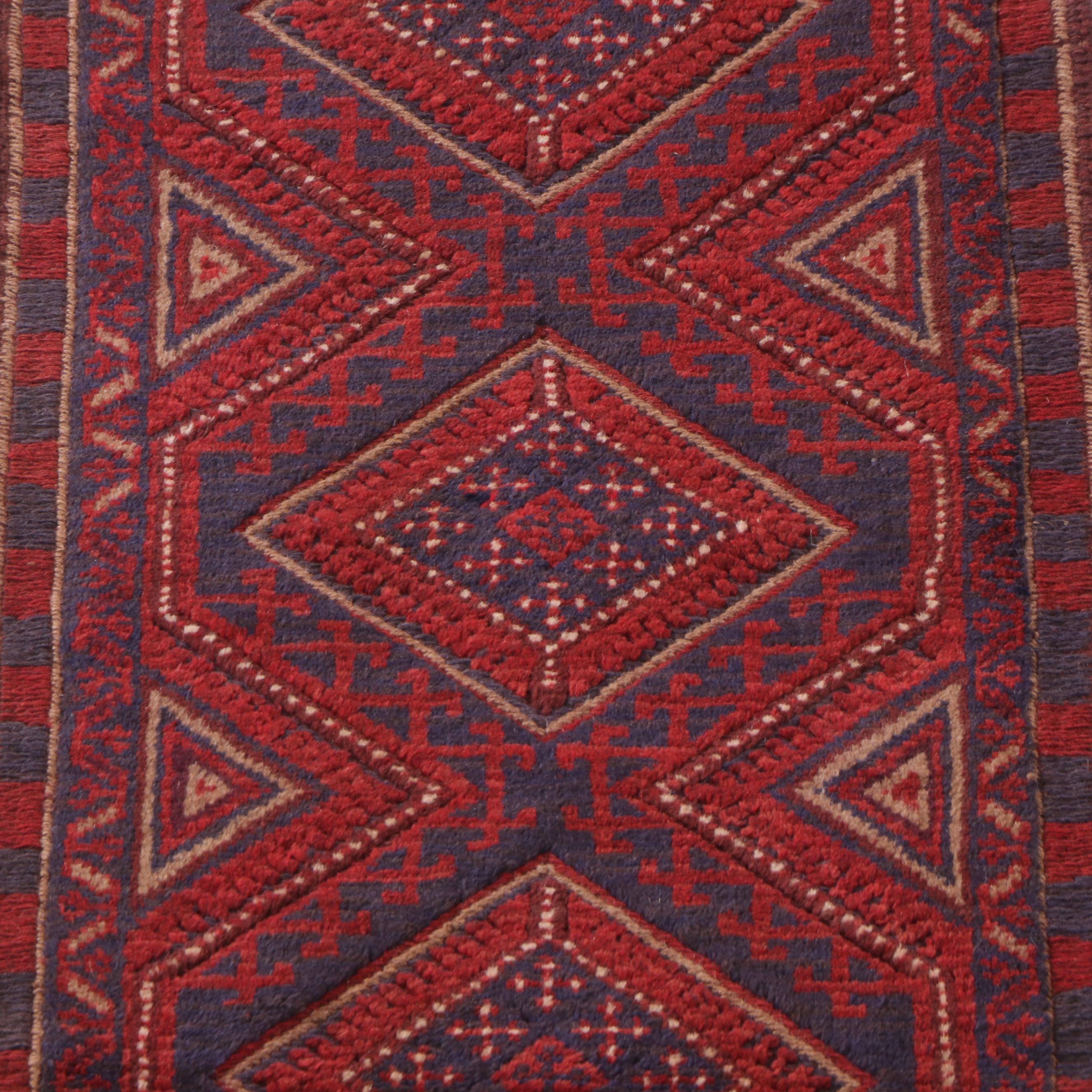 2' x 8'3 Hand-Knotted Afghan Mixed Technique Carpet Runner