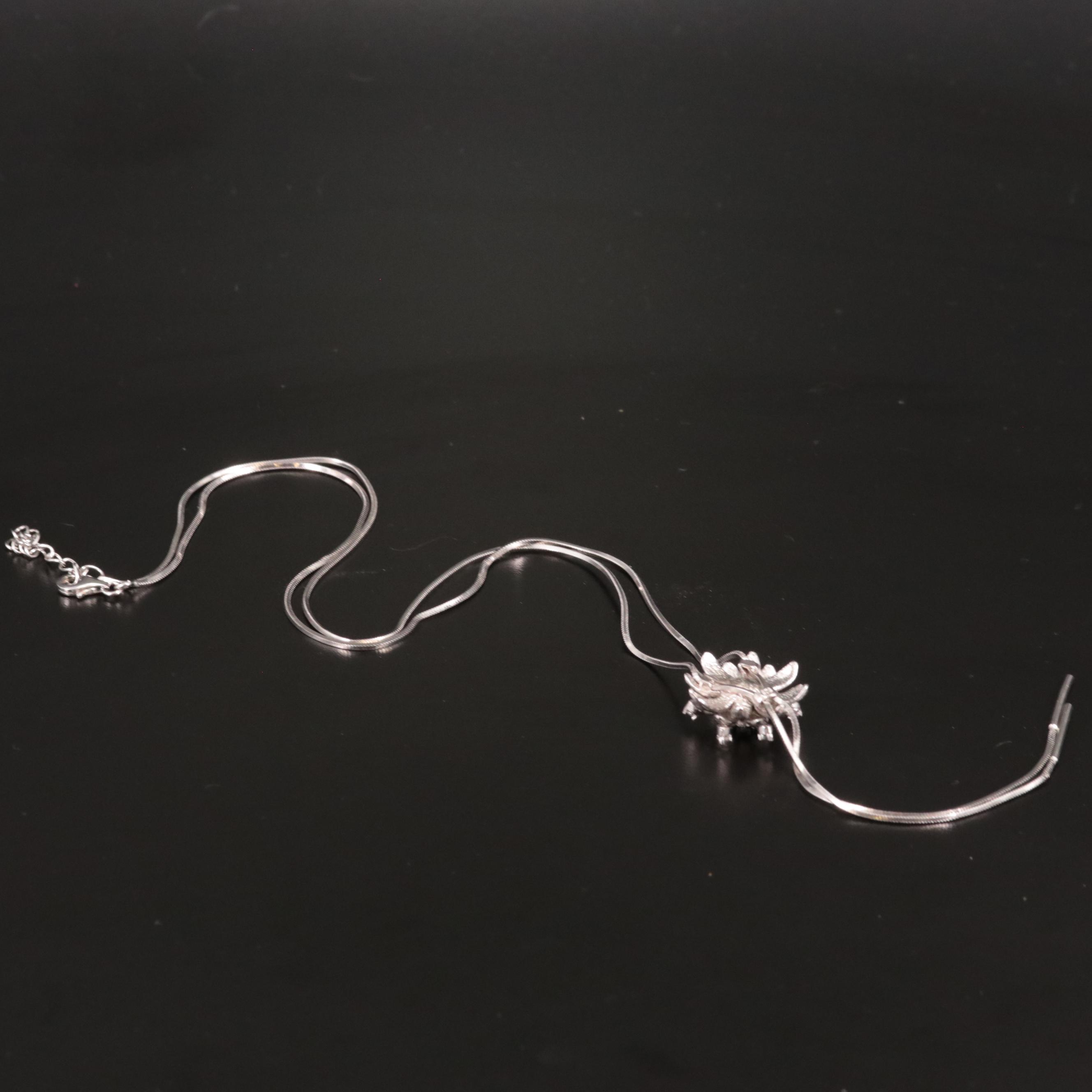 Sterling Garnet and White Topaz Flower Lariat Necklace