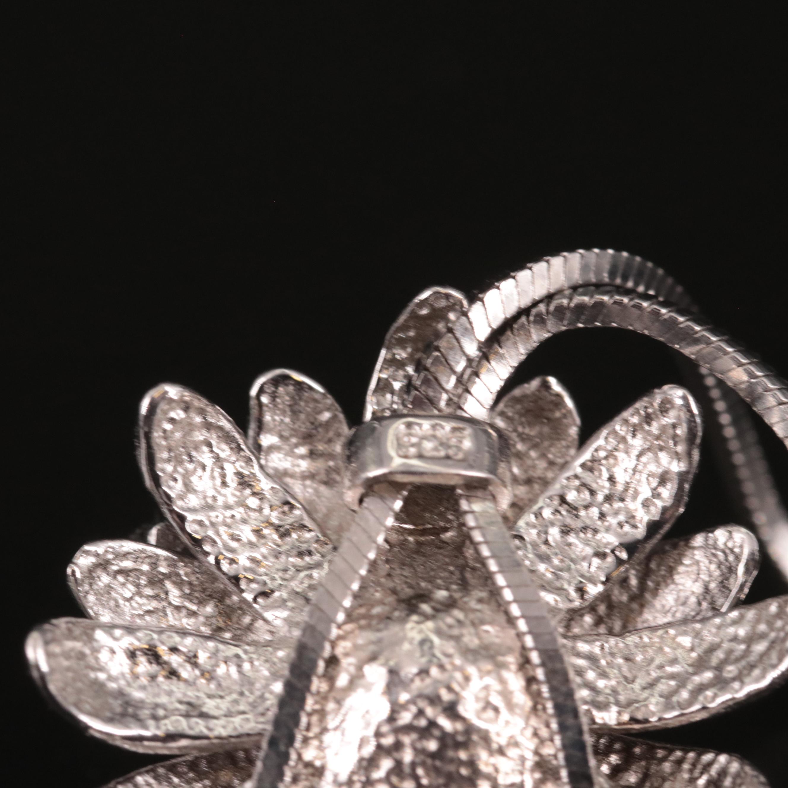 Sterling Garnet and White Topaz Flower Lariat Necklace