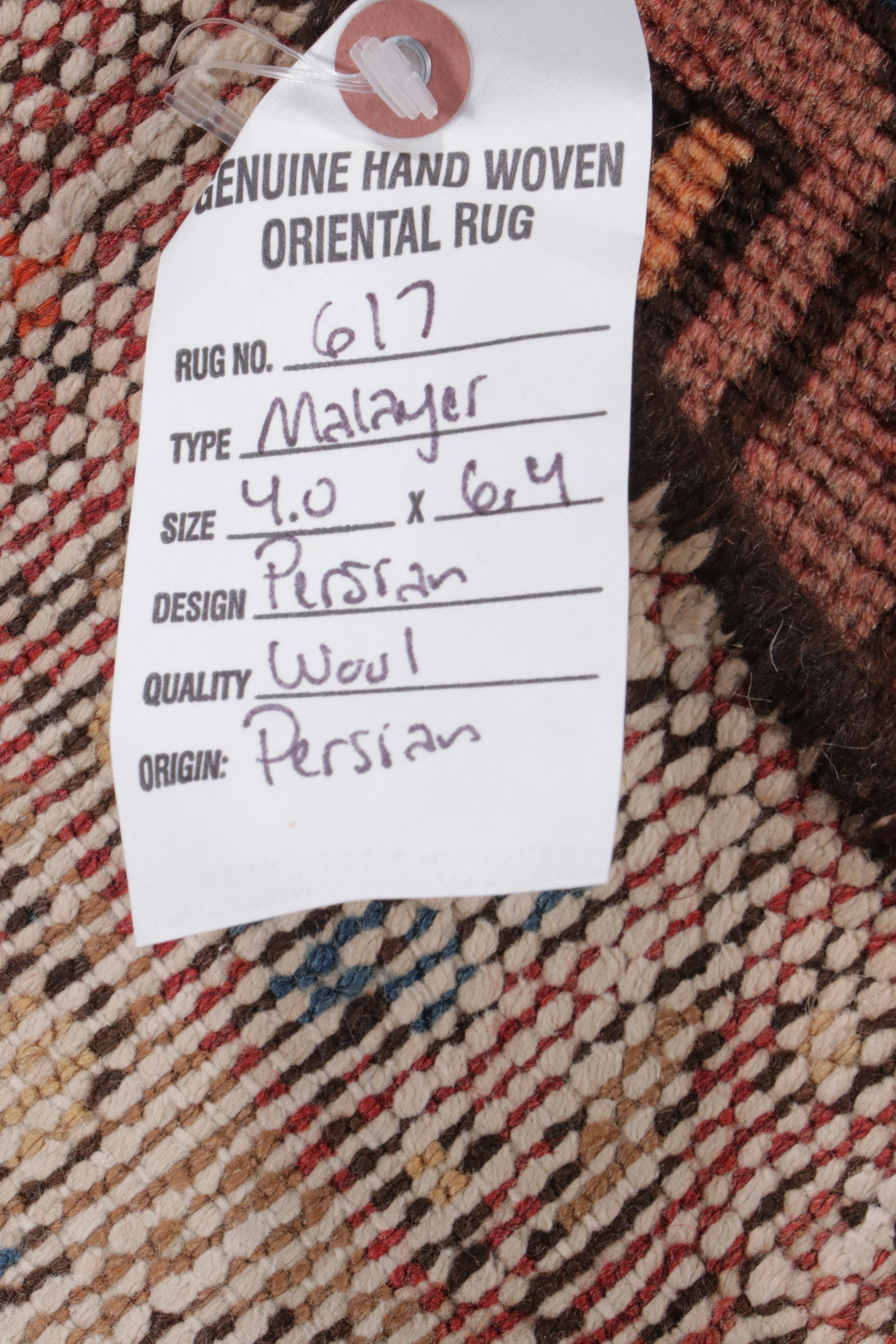 4'2 x 6'4 Hand-Knotted Persian Malayer Area Rug