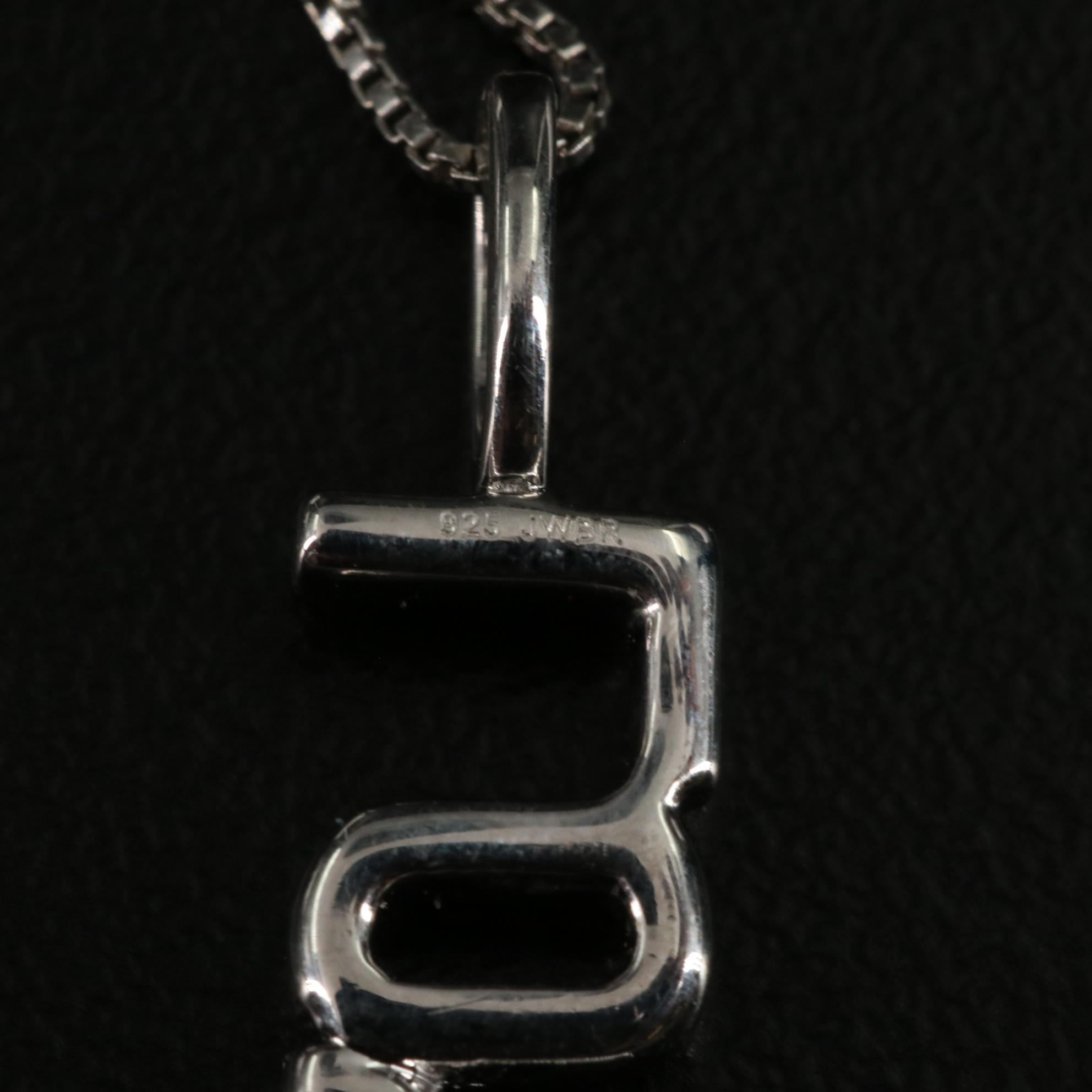 Sterling 0.03 CTW Diamond "Love" and Heart Pendant Necklace