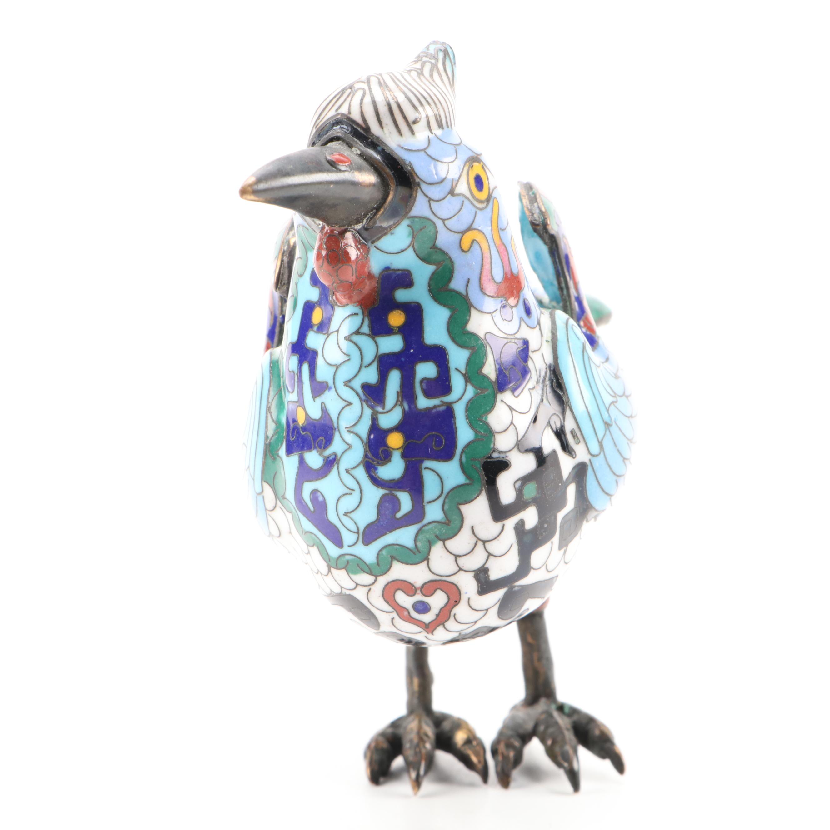 Chinese Cloisonné Bird Figurine