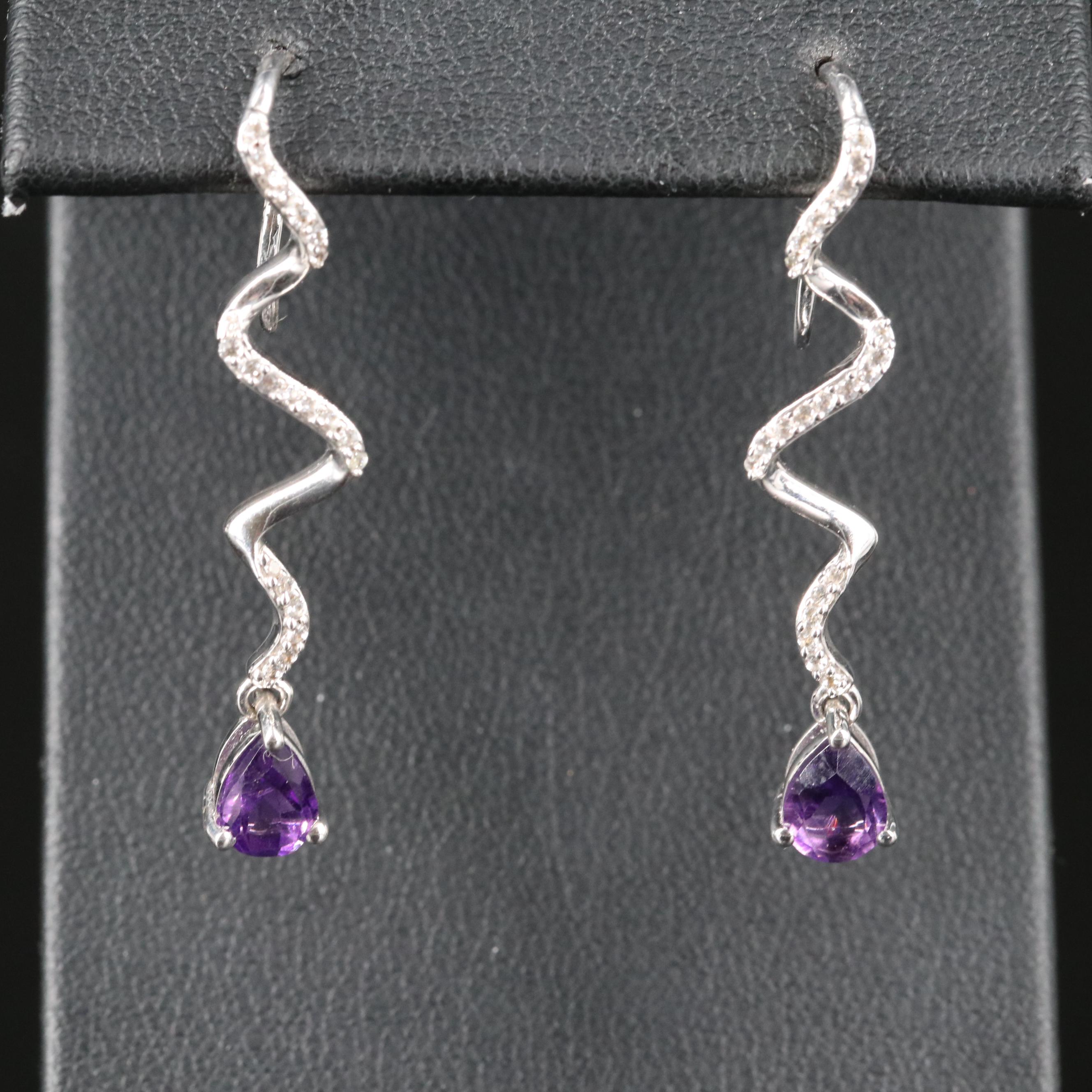 Sterling Amethyst and Sapphire Earrings