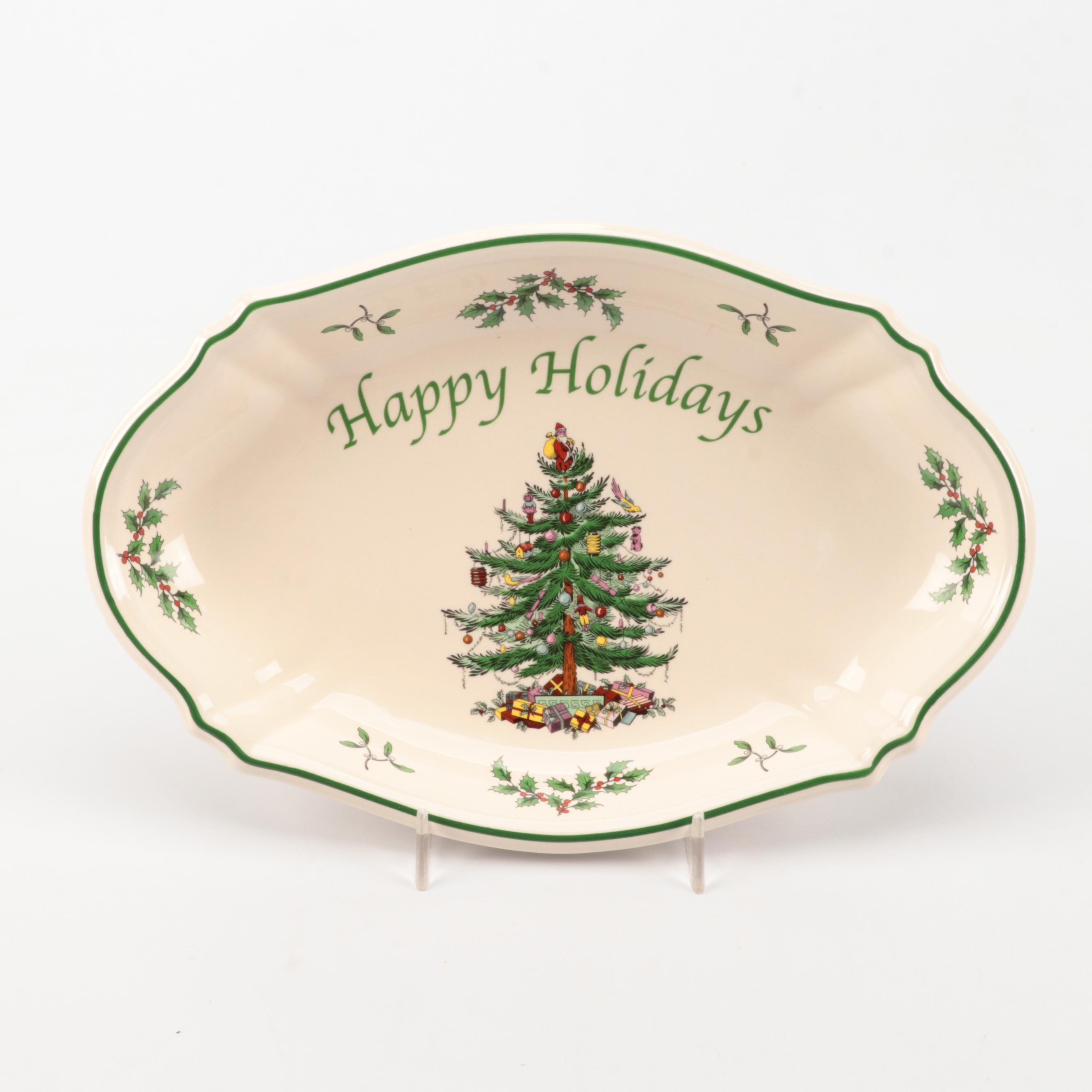 Spode "Christmas Tree" Mugs with Other Tableware