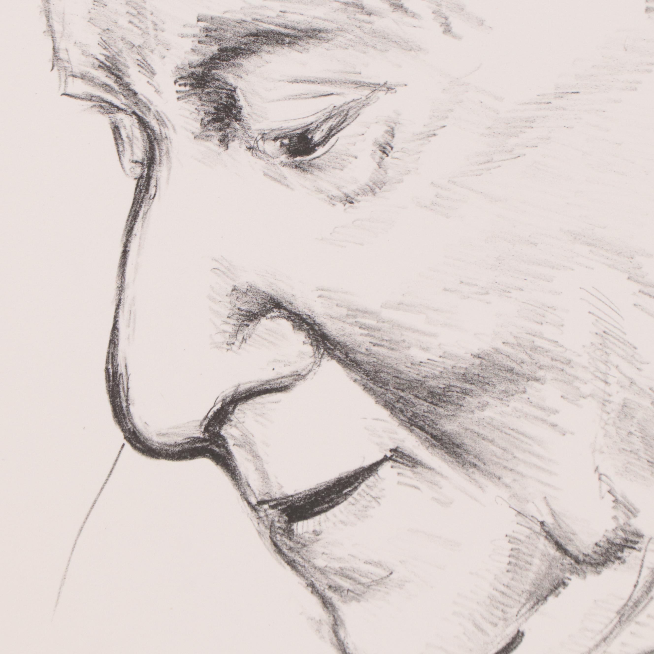 Sidney Chafetz Portrait Lithograph "Isaac Bashevis Singer," 1981