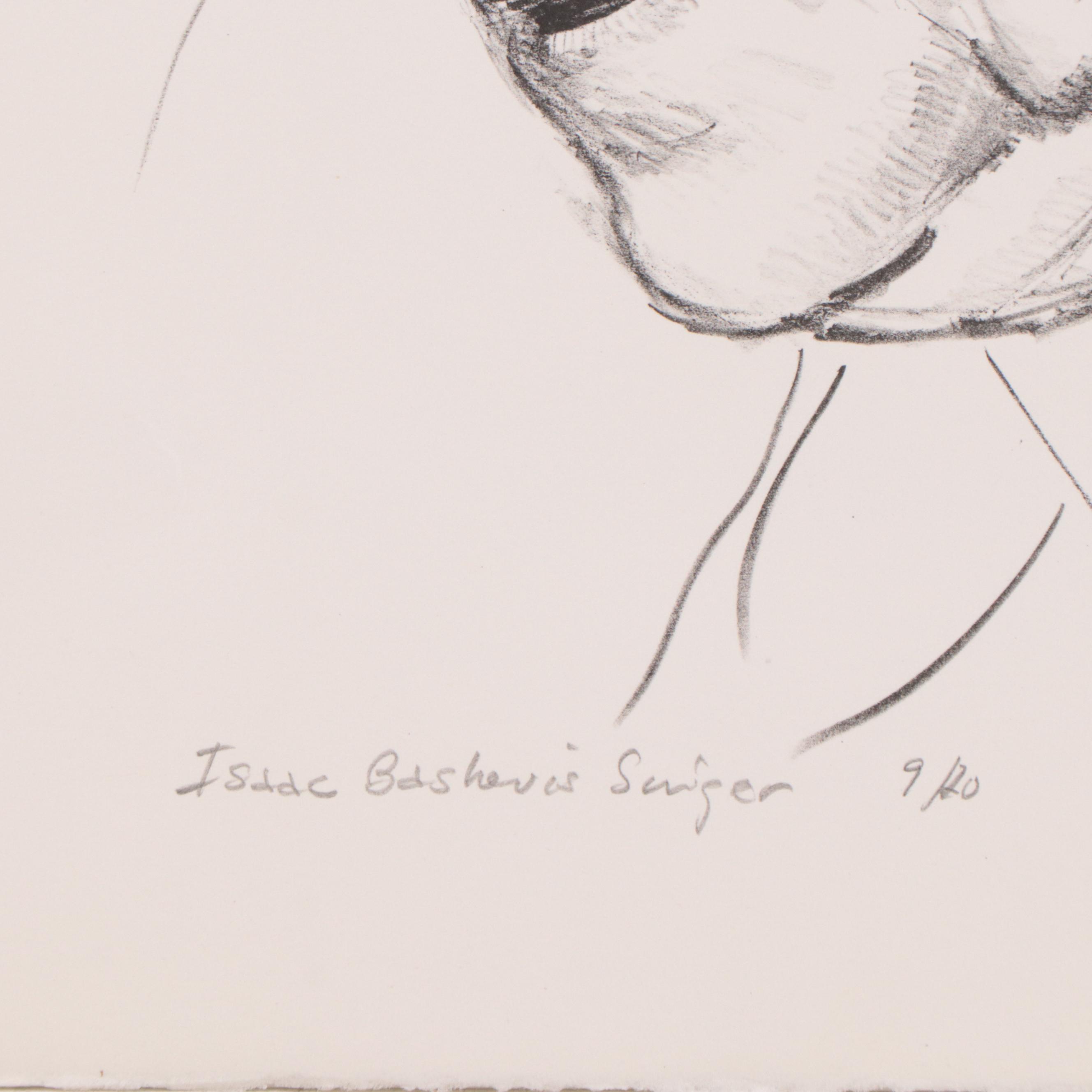 Sidney Chafetz Portrait Lithograph "Isaac Bashevis Singer," 1981