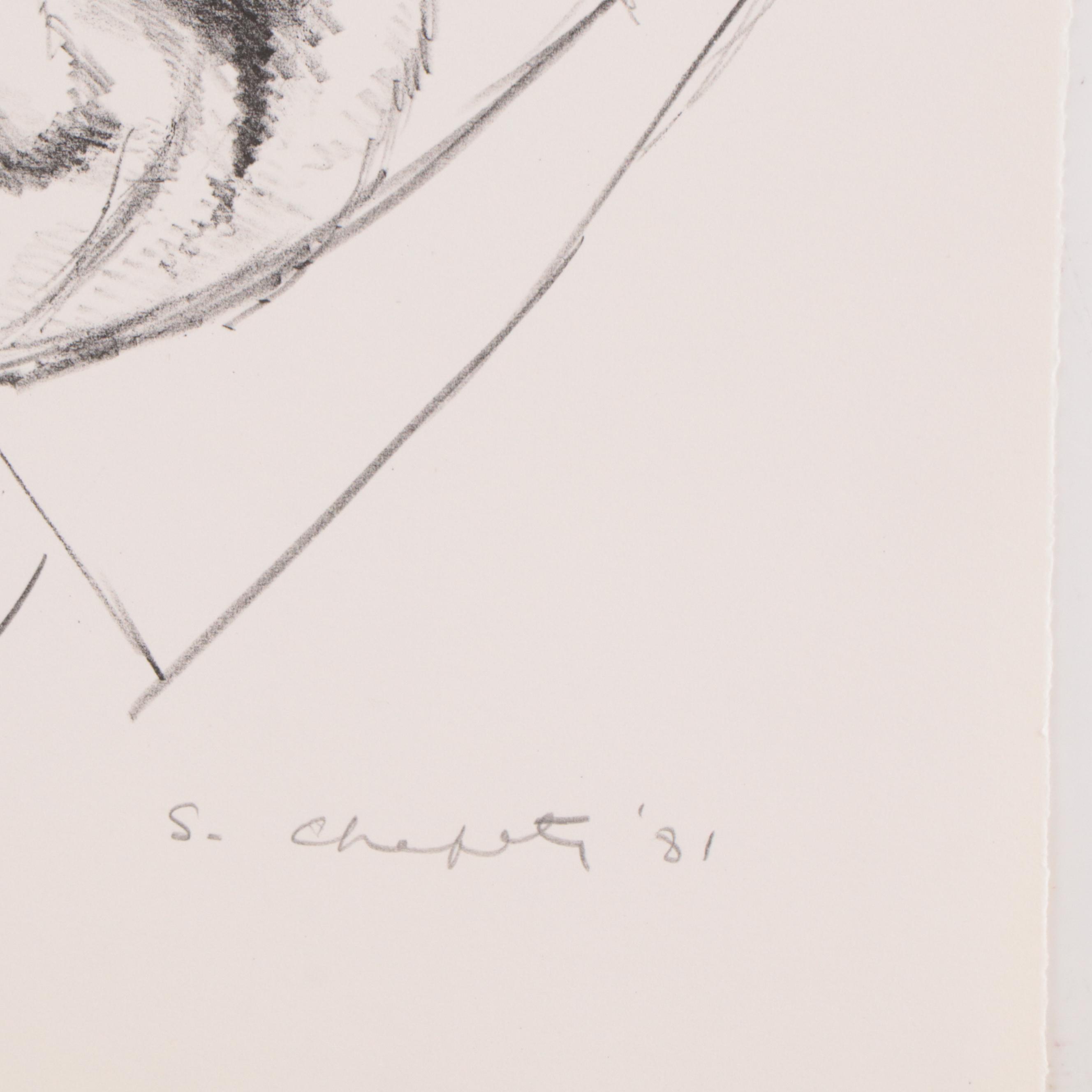 Sidney Chafetz Portrait Lithograph "Isaac Bashevis Singer," 1981