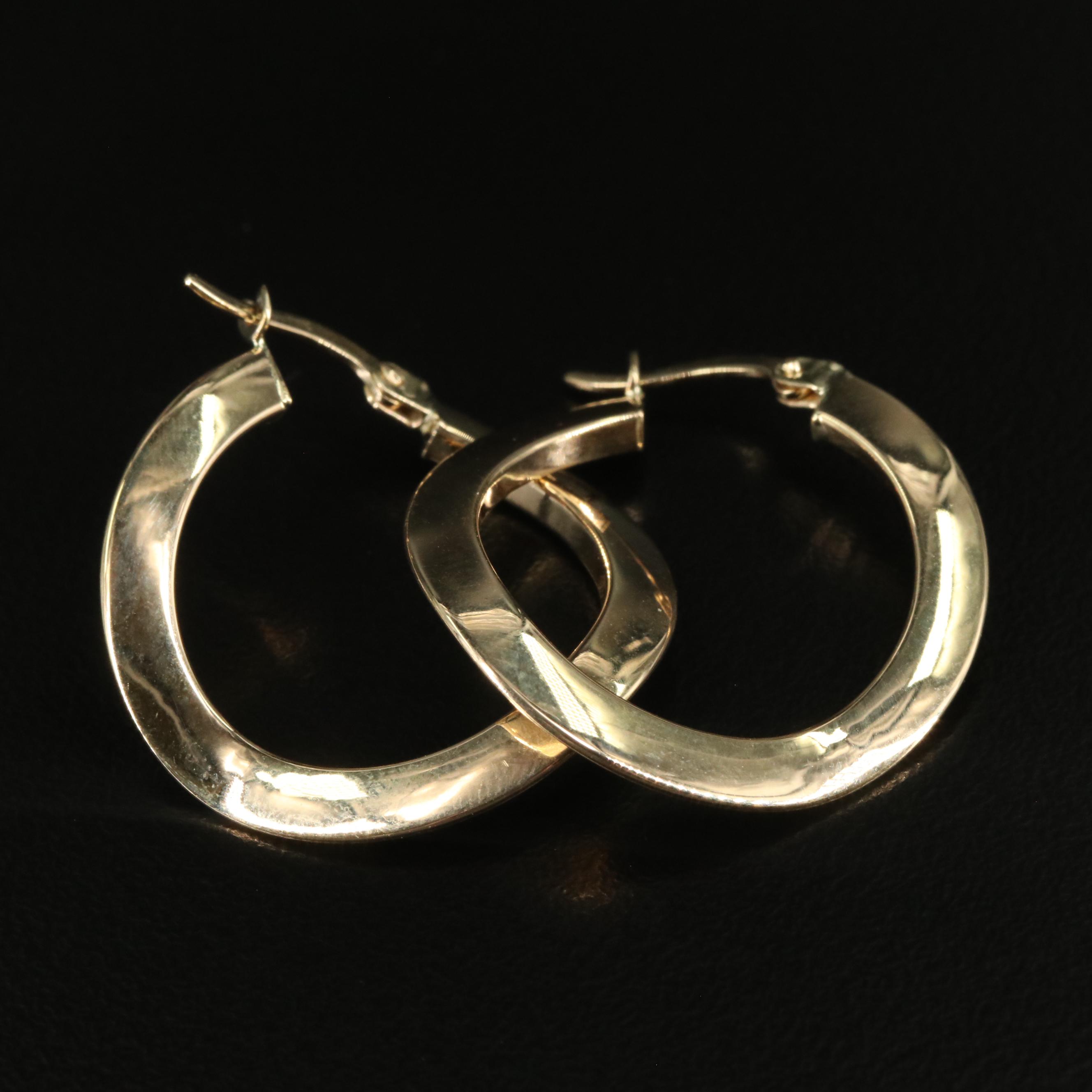 14K Wavy Hoop Earrings