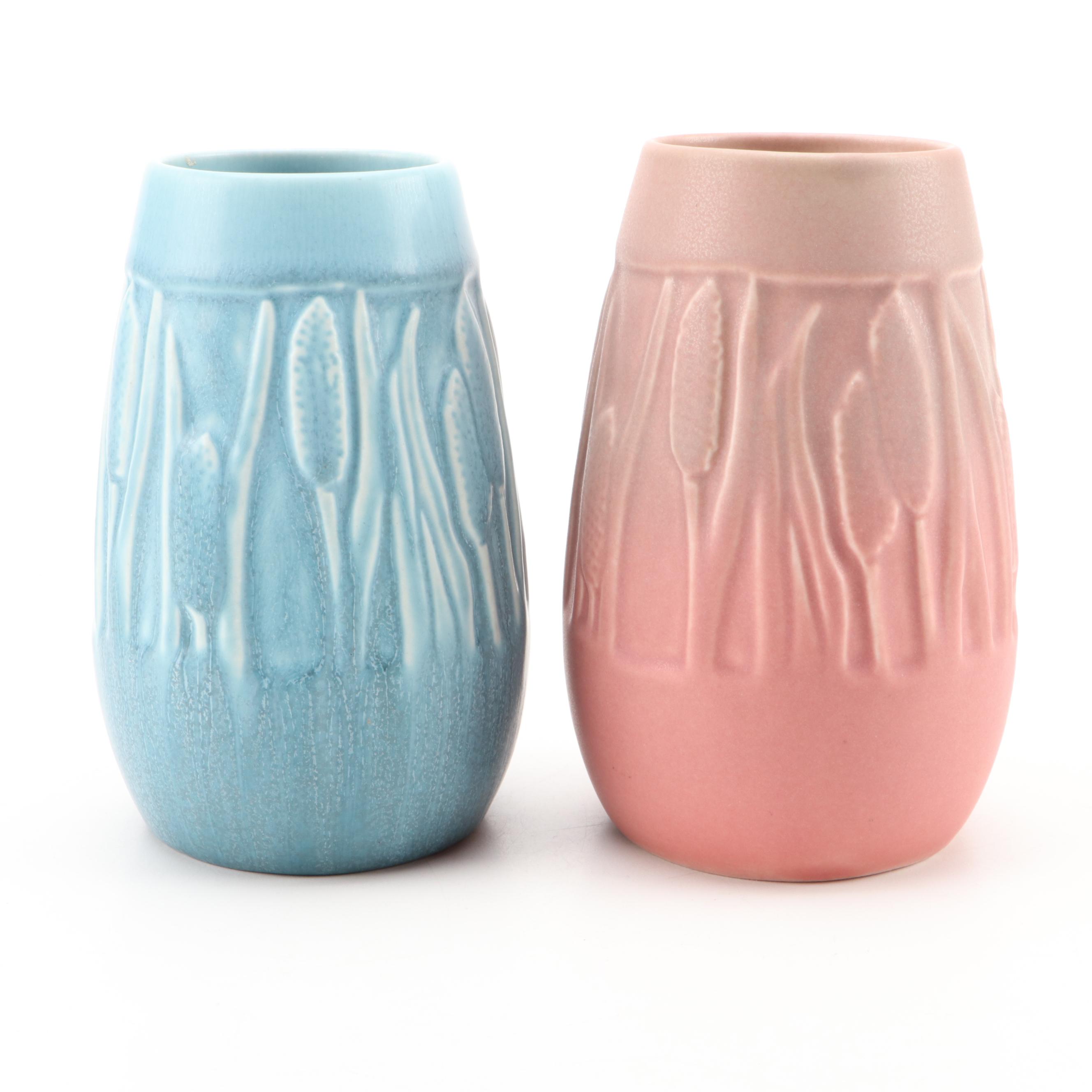Rookwood Pottery "Cattail" Ceramic Vases, Early to Mid-20th Century