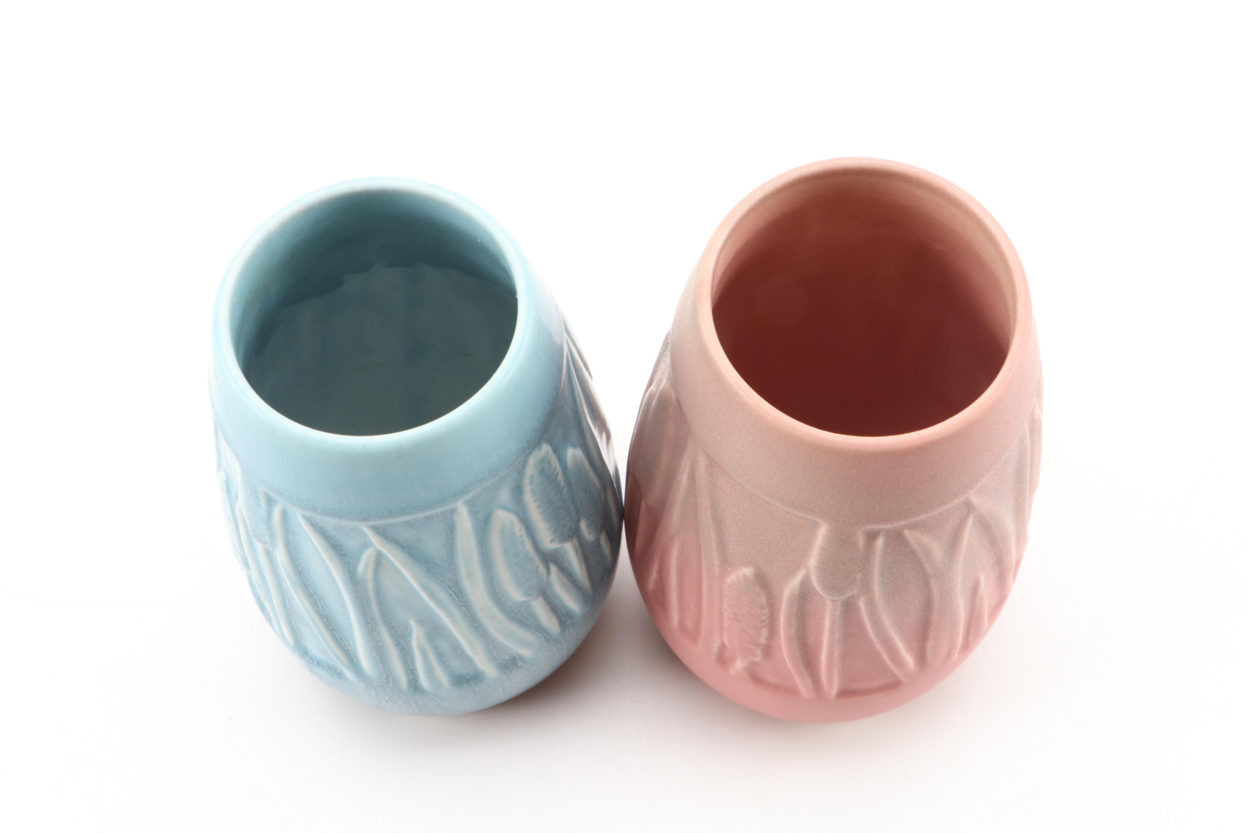 Rookwood Pottery "Cattail" Ceramic Vases, Early to Mid-20th Century